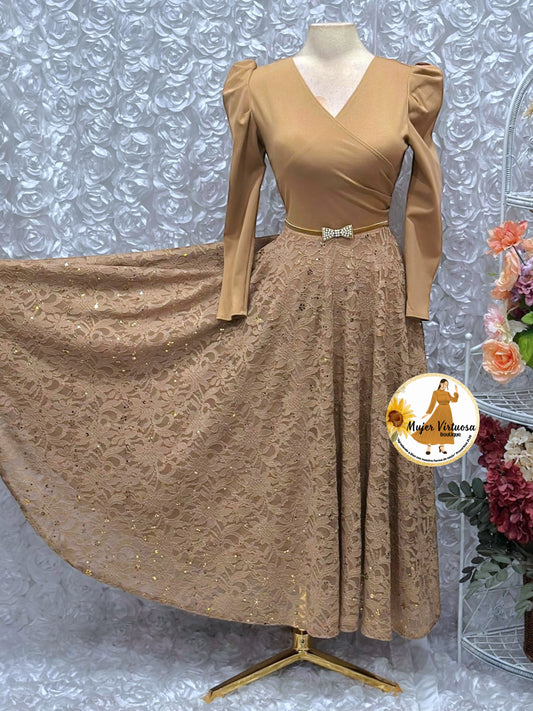 Larissa Mocha Lace Dress