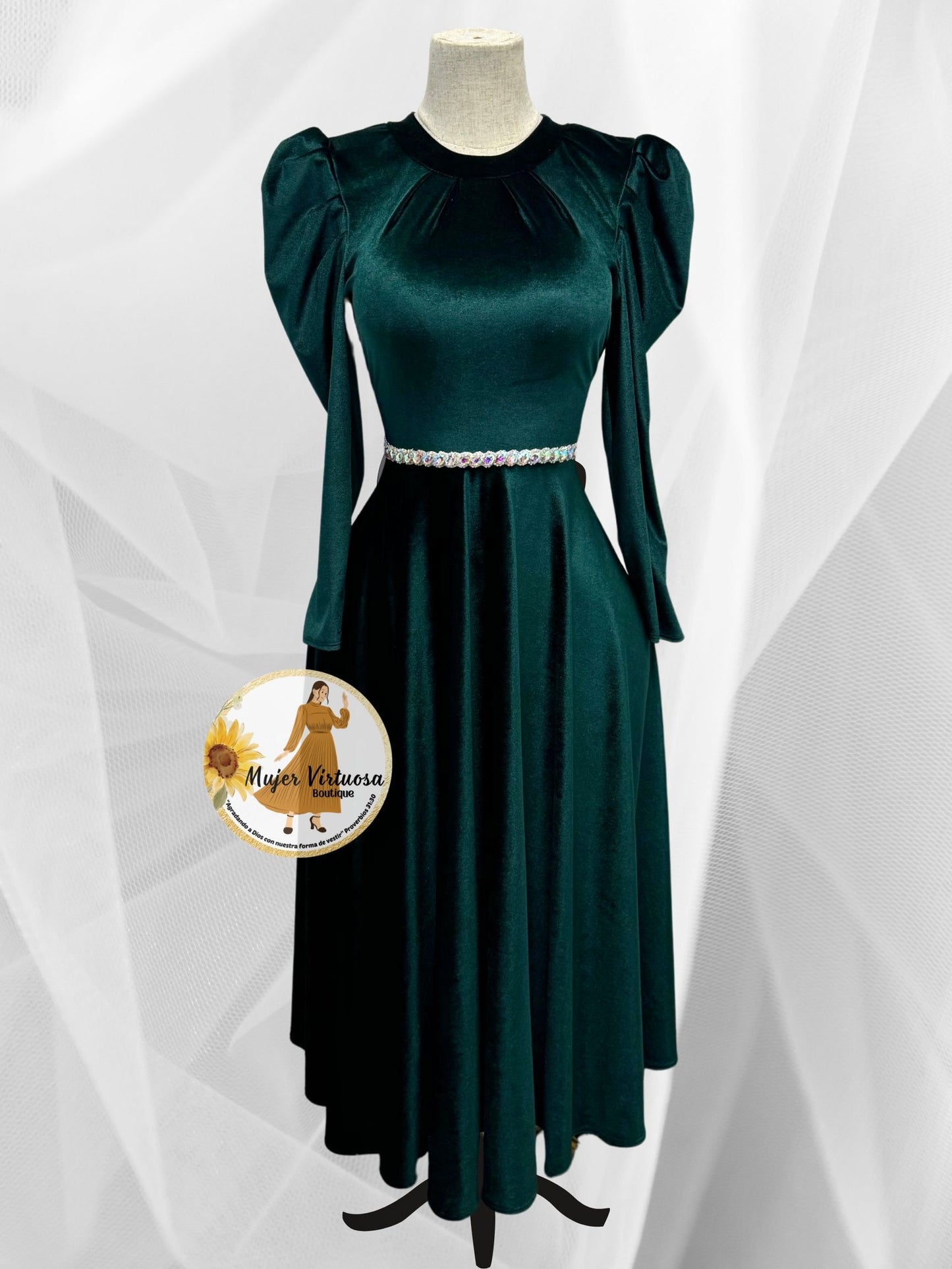 Eloisa Emerald Green Velvet Dress