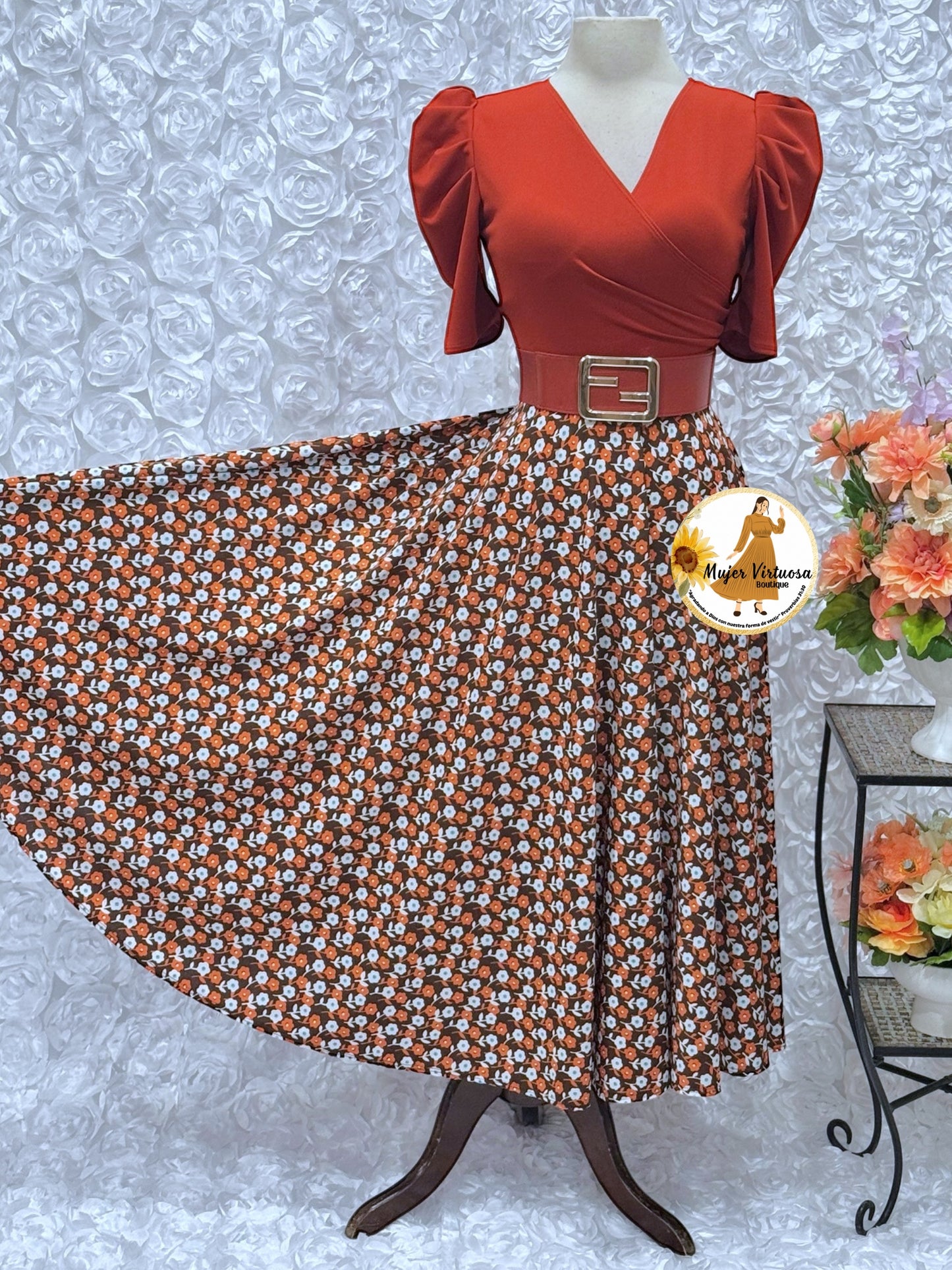Suri Rust Floral Dress