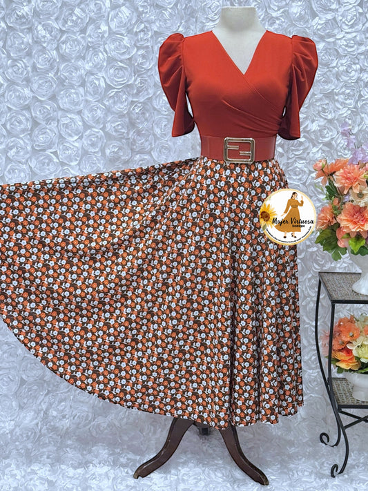 Suri Rust Floral Dress