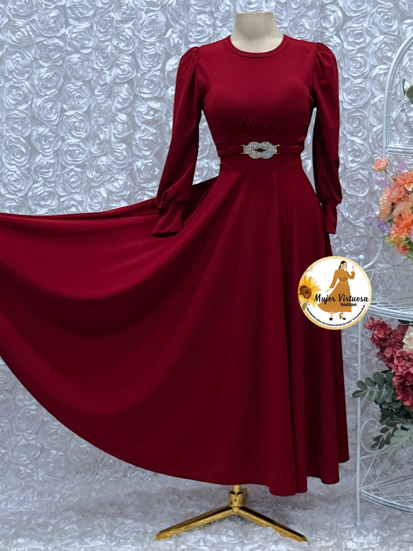 Natasha Burgundy Dress