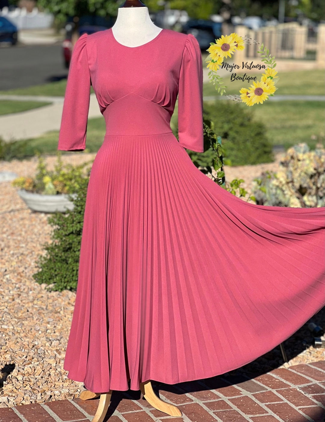 Cristel Rose Pink Pleated Dress