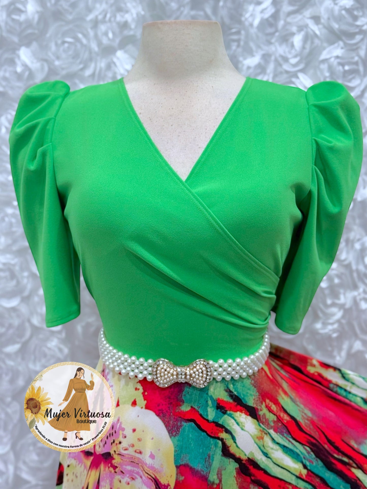 Suri Green Lily Flowers Dress