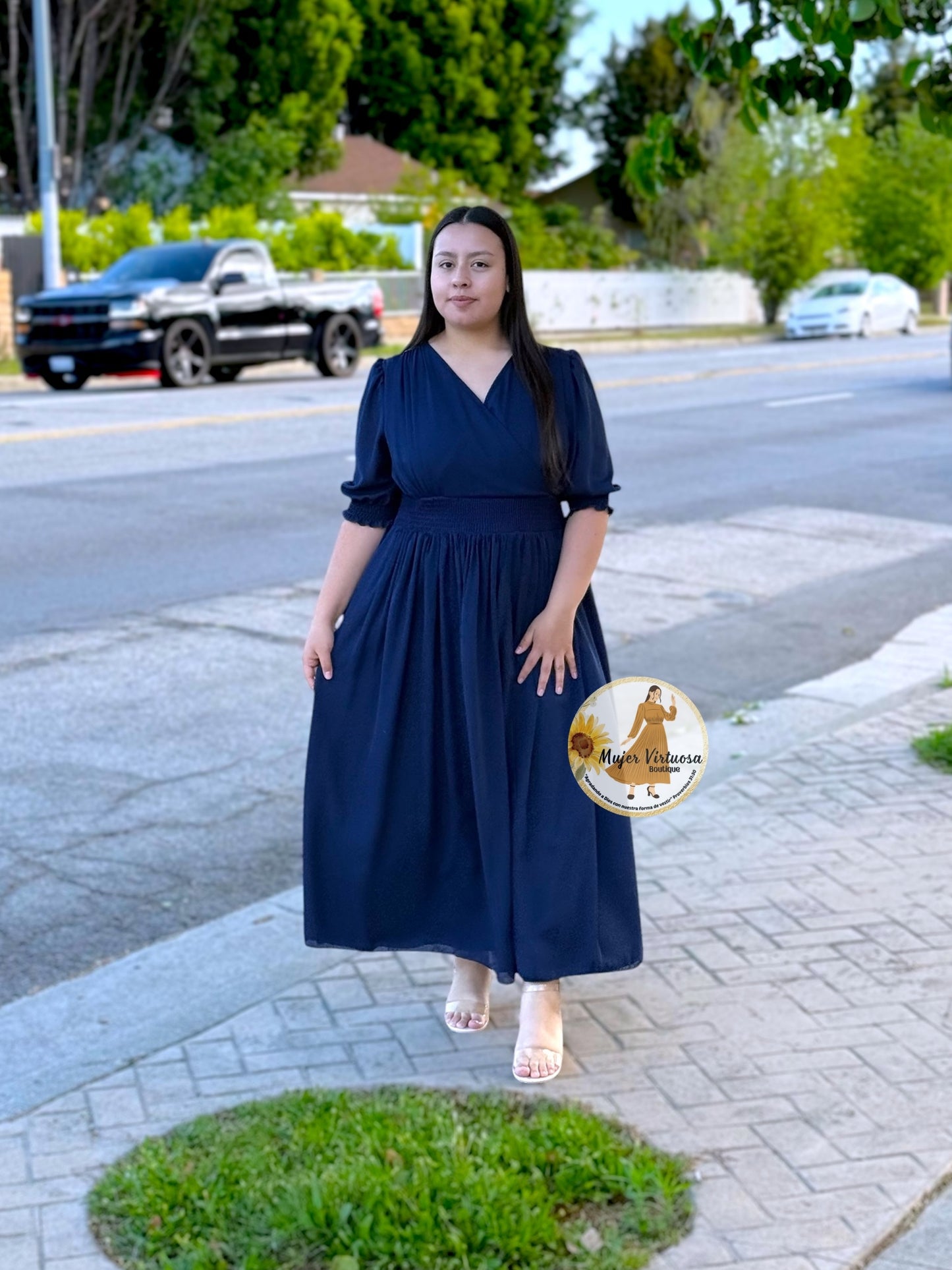 Julisa Navy Chiffon Dress
