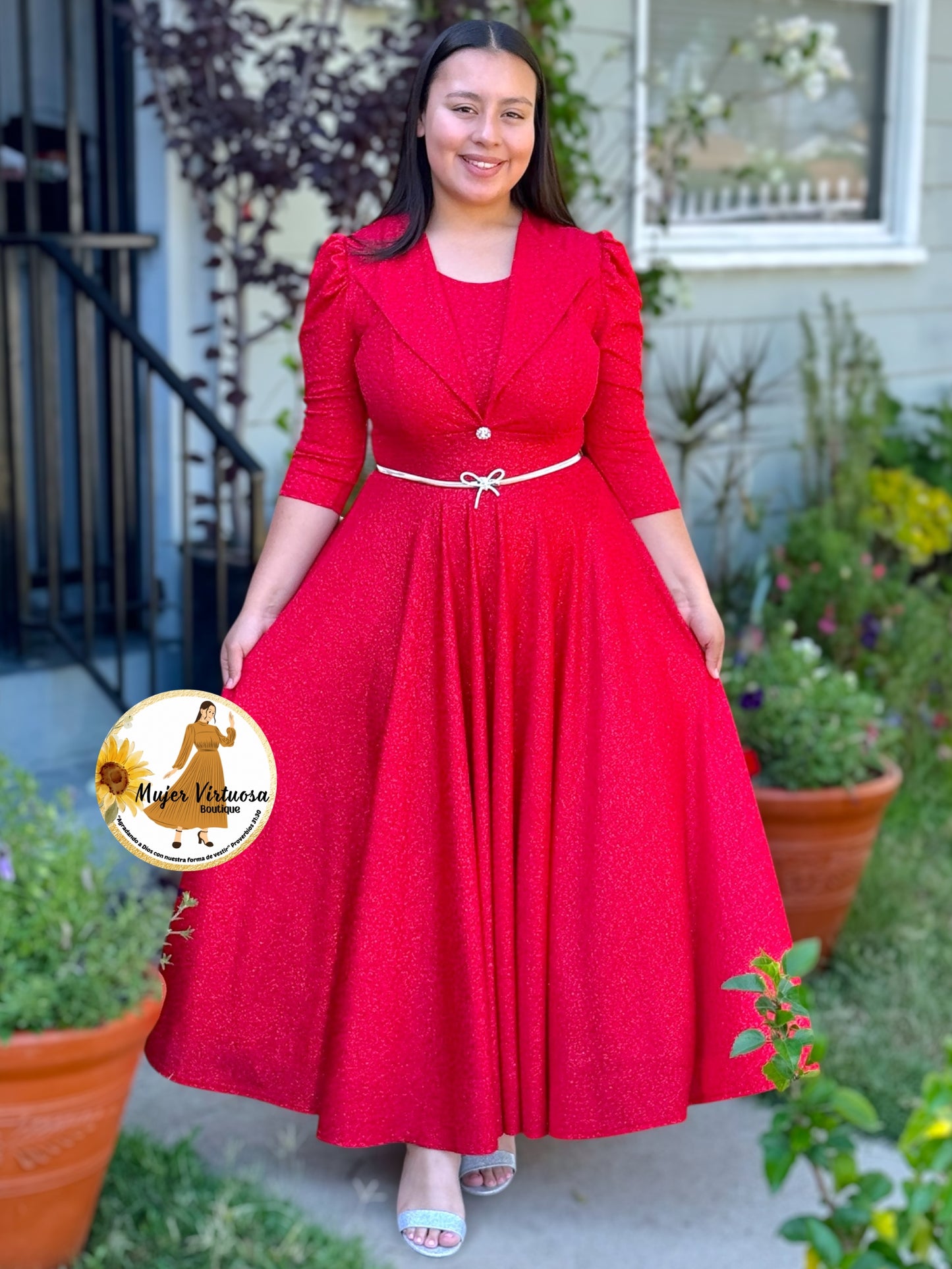 Astrid Red Shiny Blazer Dress