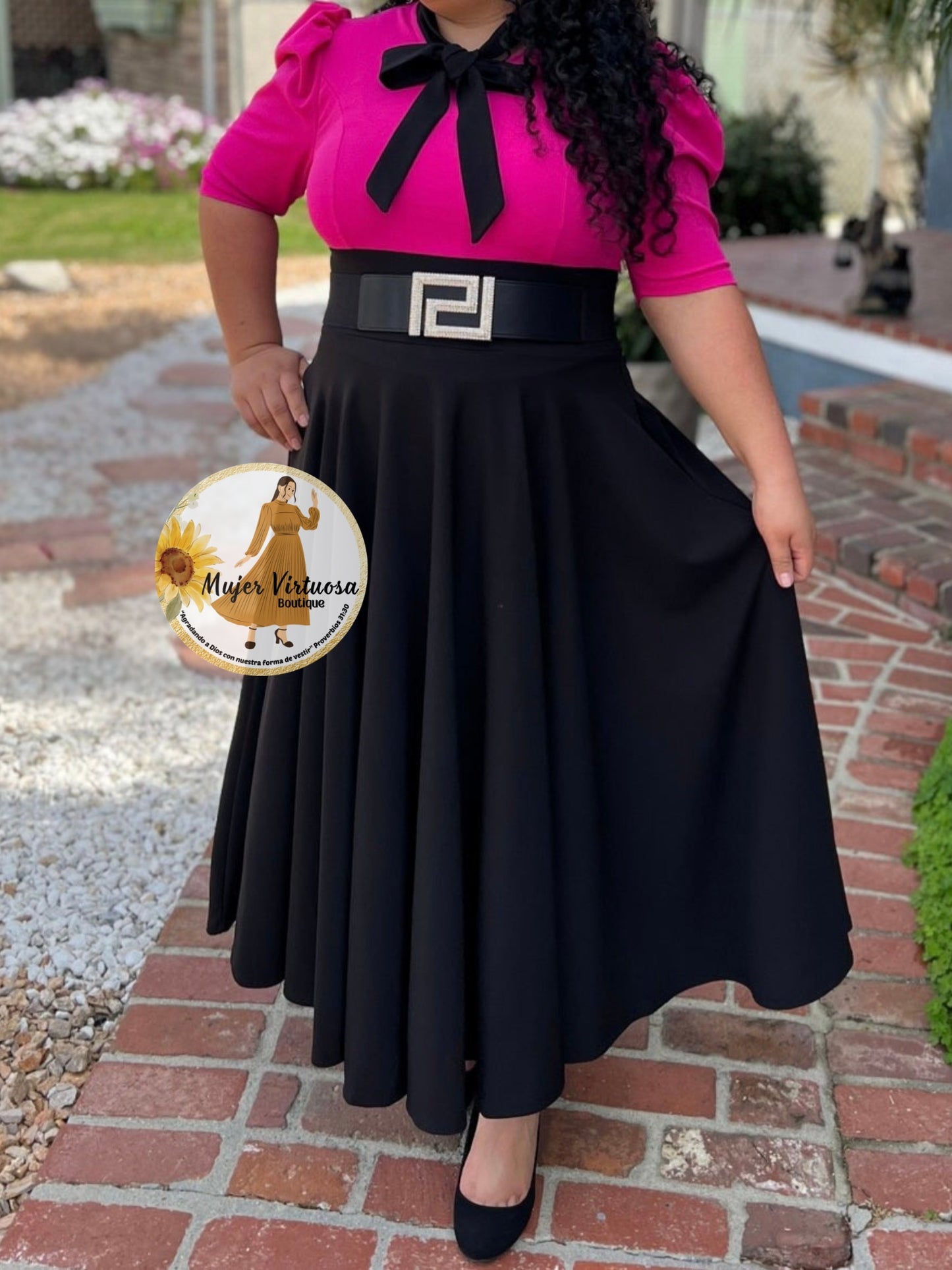 Sophia Fucsia/Black Dress