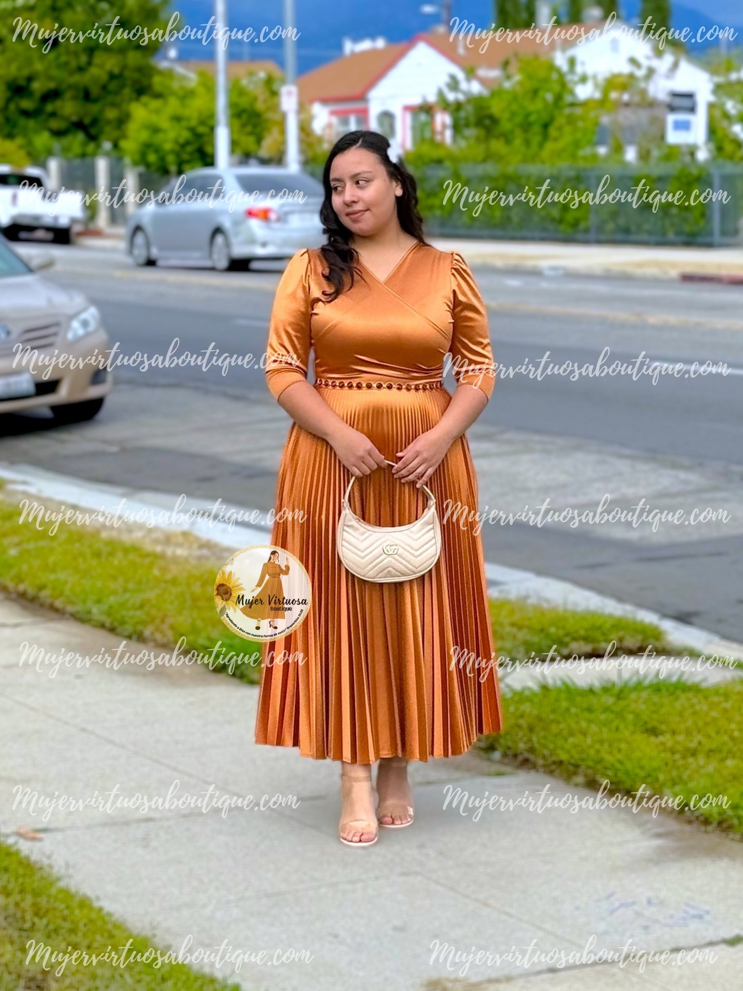 Celine Bronze Satin Dress