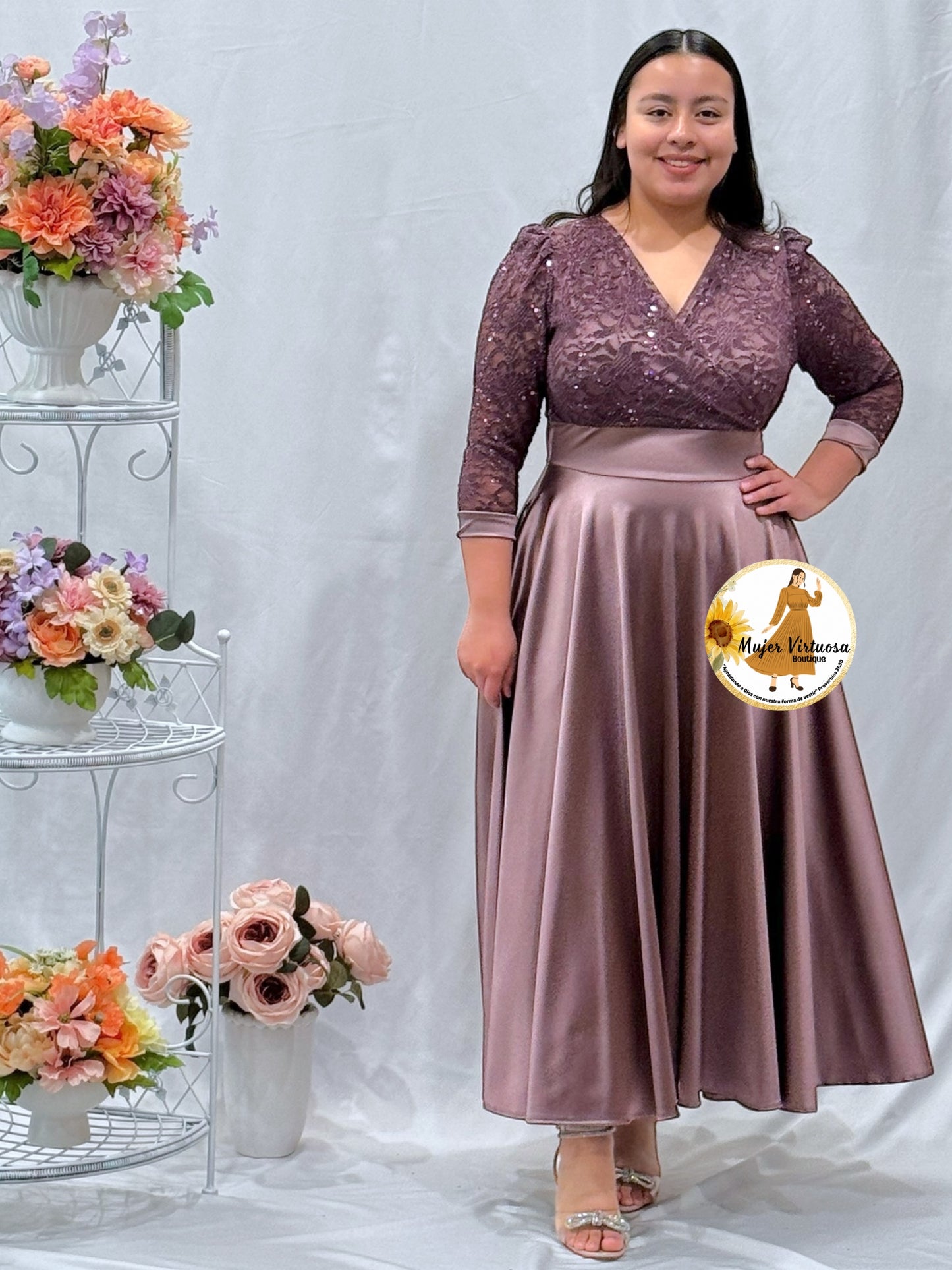 Cecilia Mauve Satin Dress