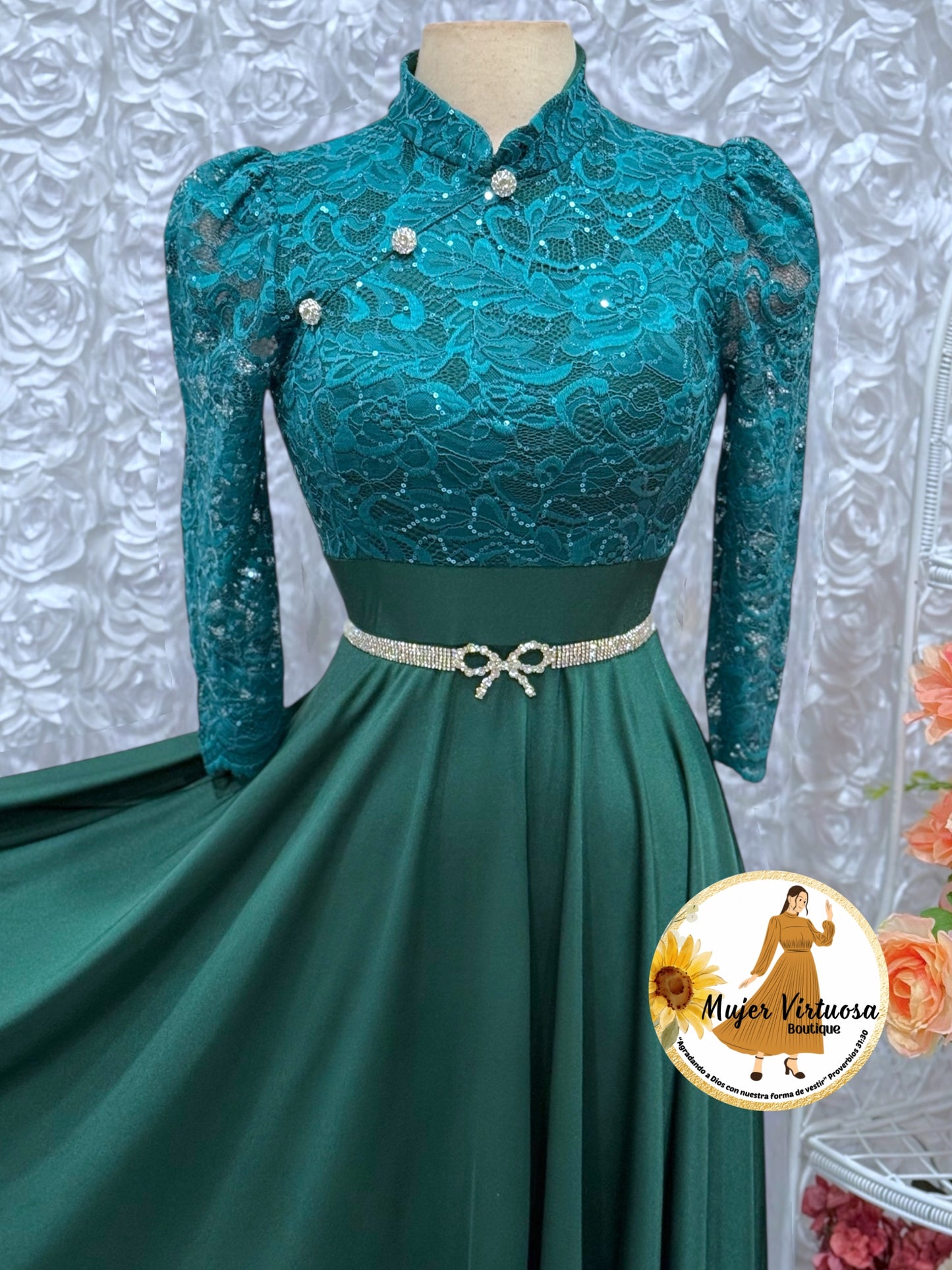 Ivana Green Lace Dress