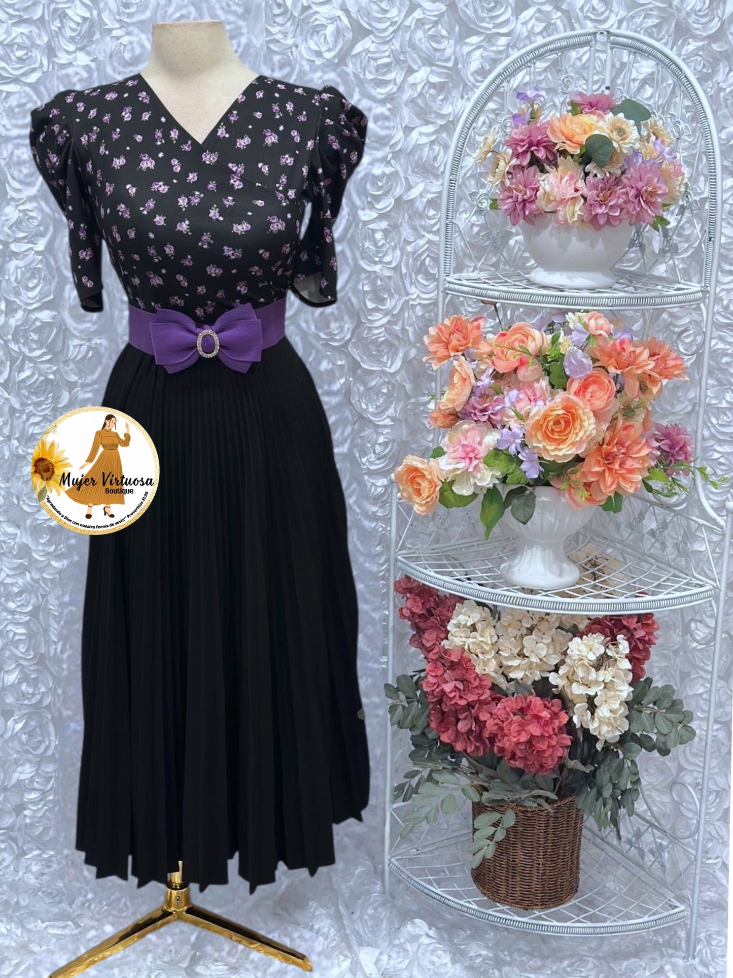 Jessica Black & Purple Floral Dress