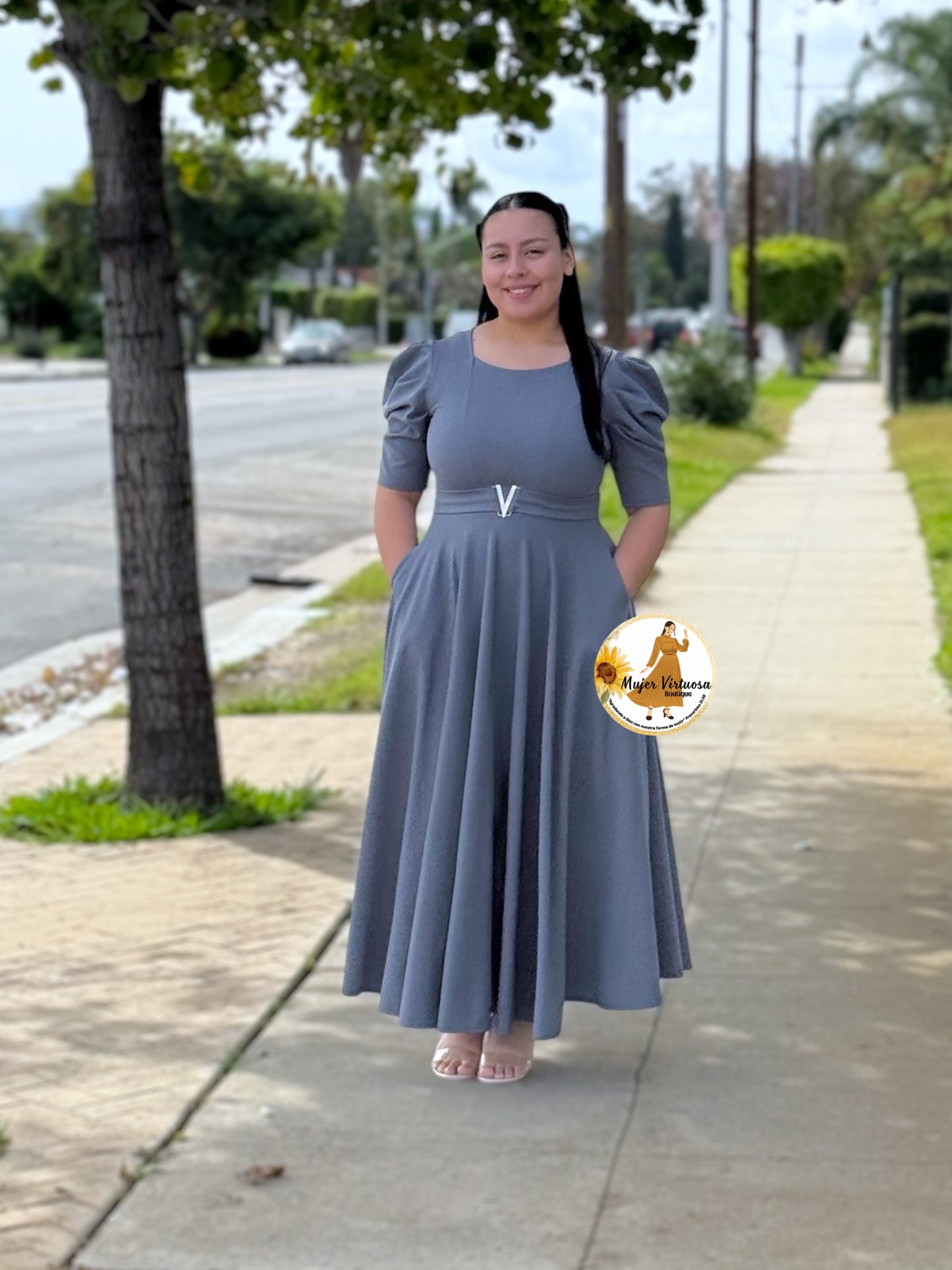 Lily Grey Maxi Dress