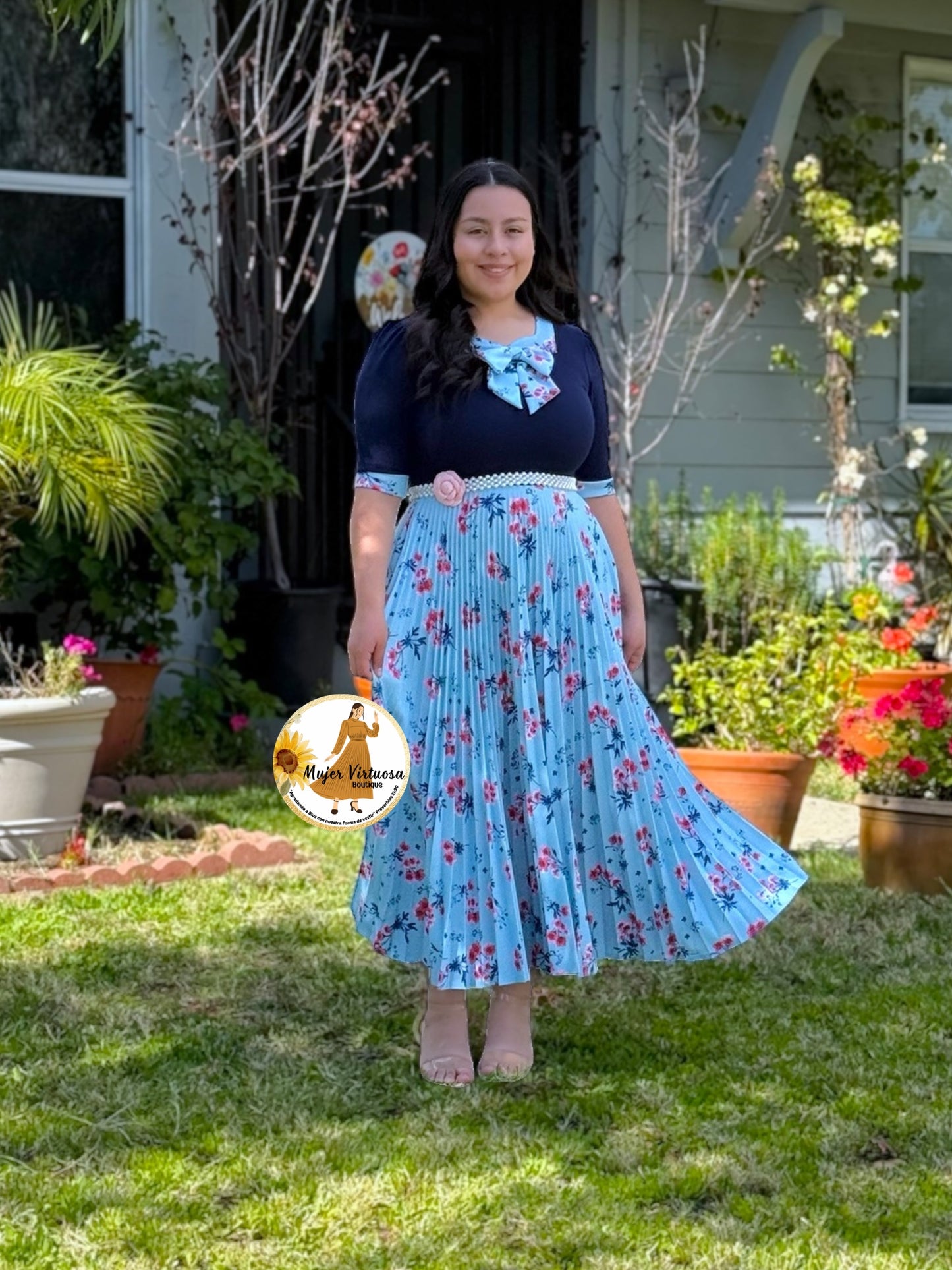 Madelyn Navy & Sky Blue Dress