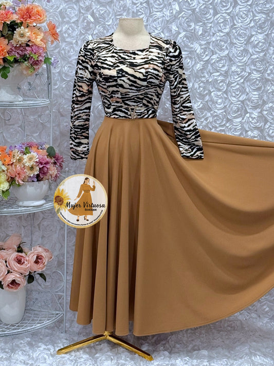 Nadia Mocha Animal Print Dress