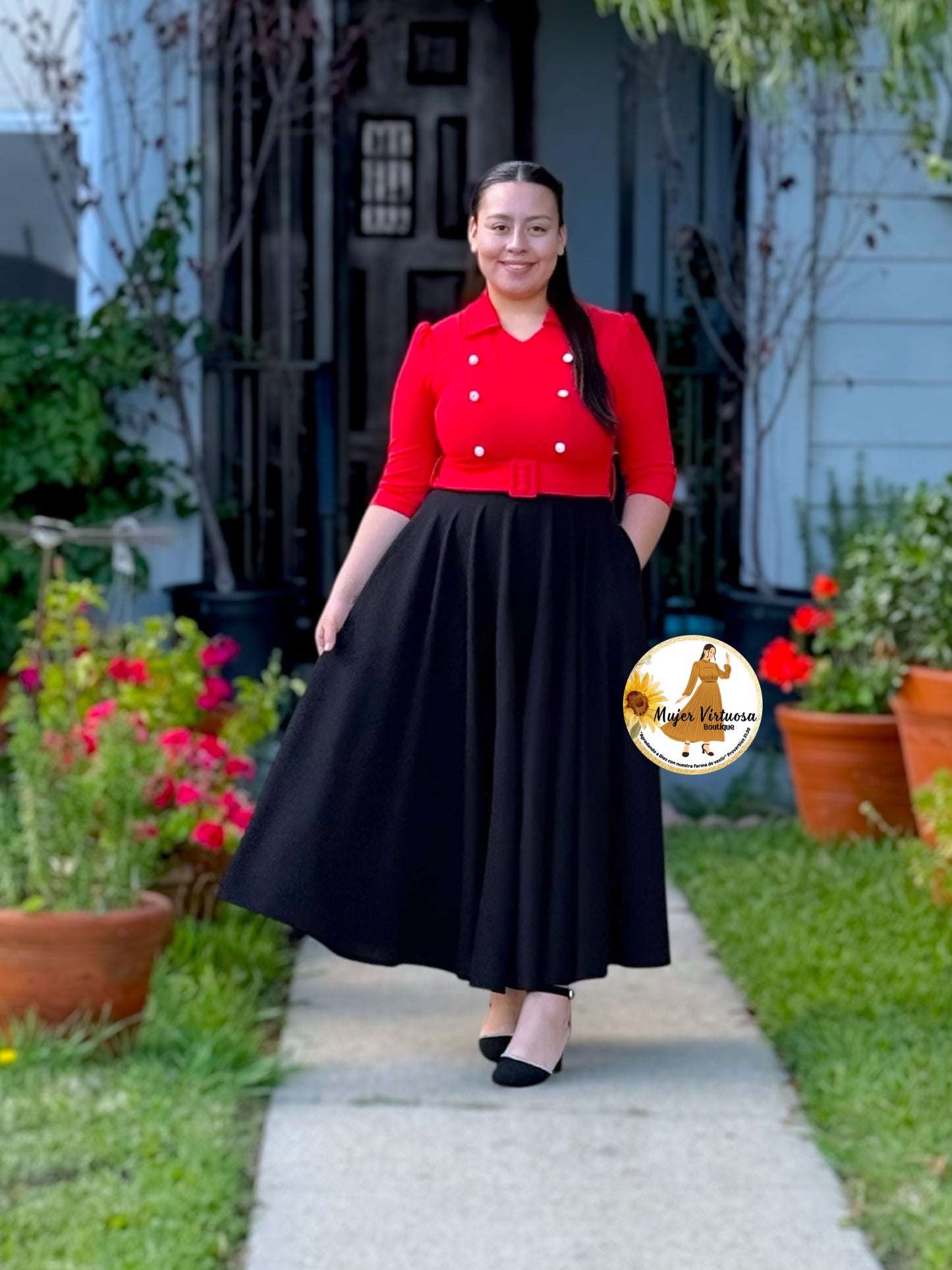 Frida Red & Black Dress