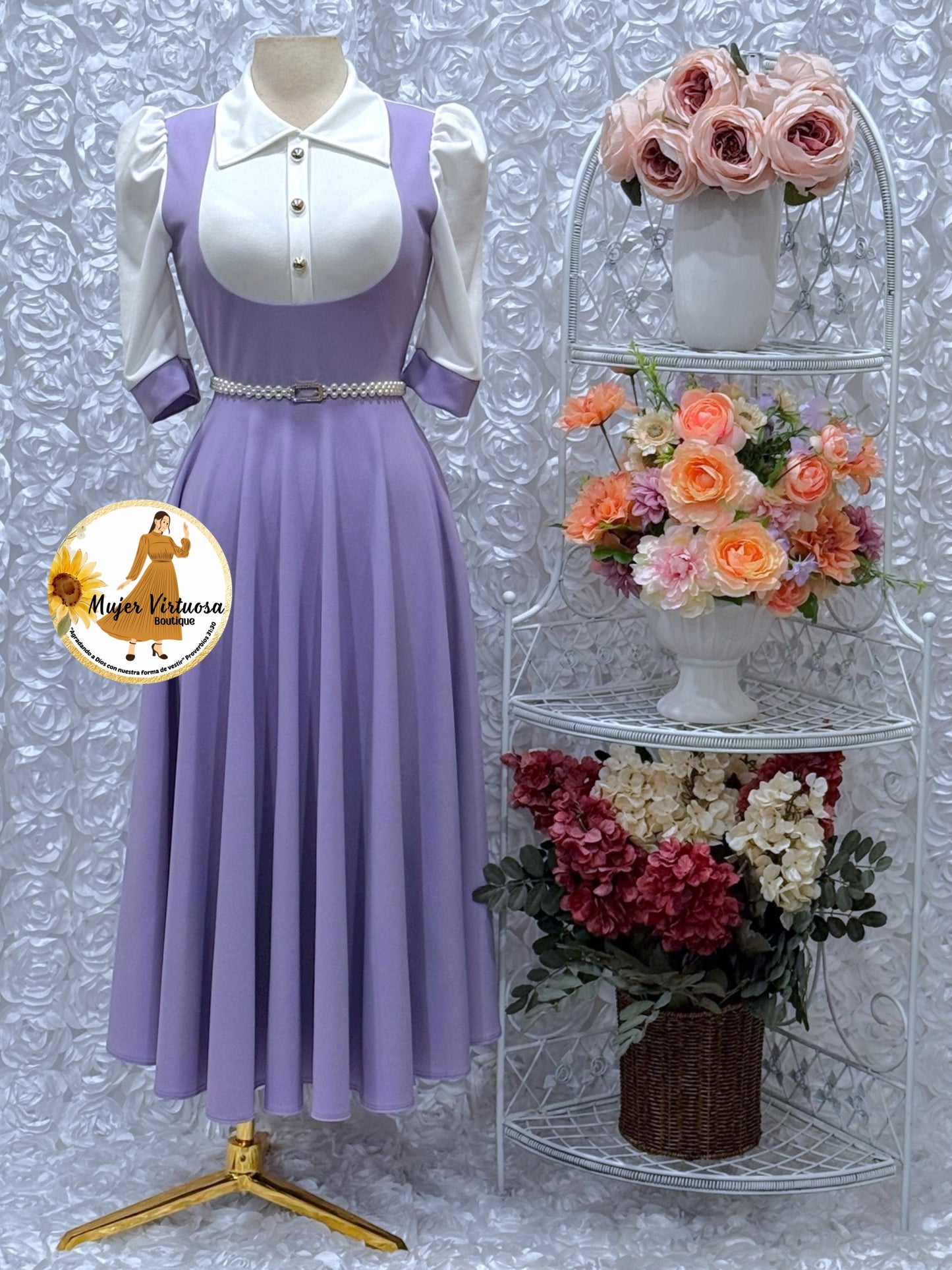 Lilac & White 2 in 1 Dress