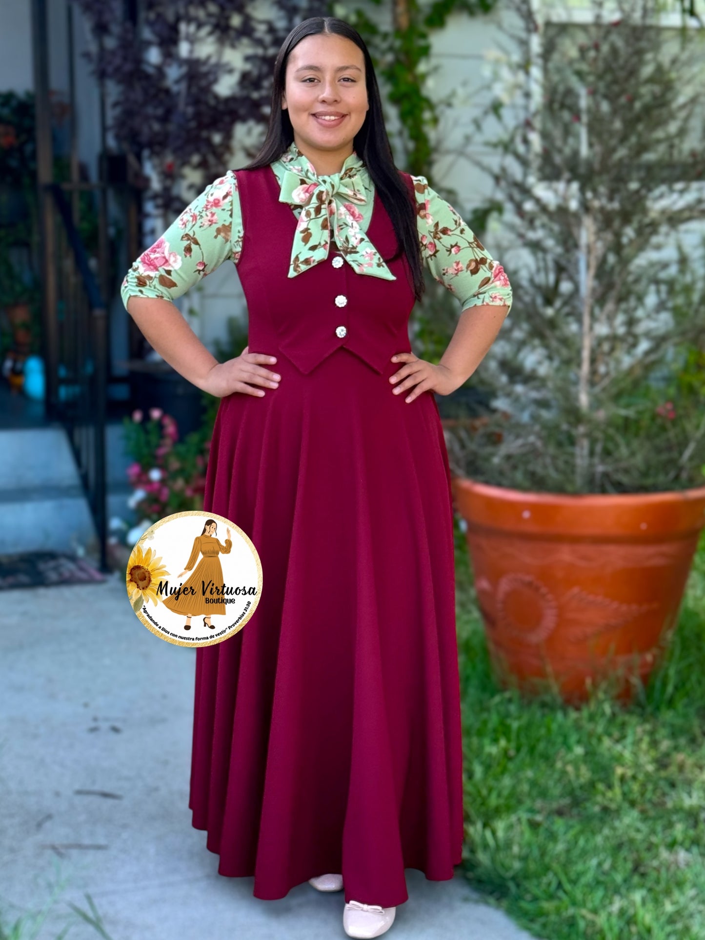 Sara Burgundy Vest Overall