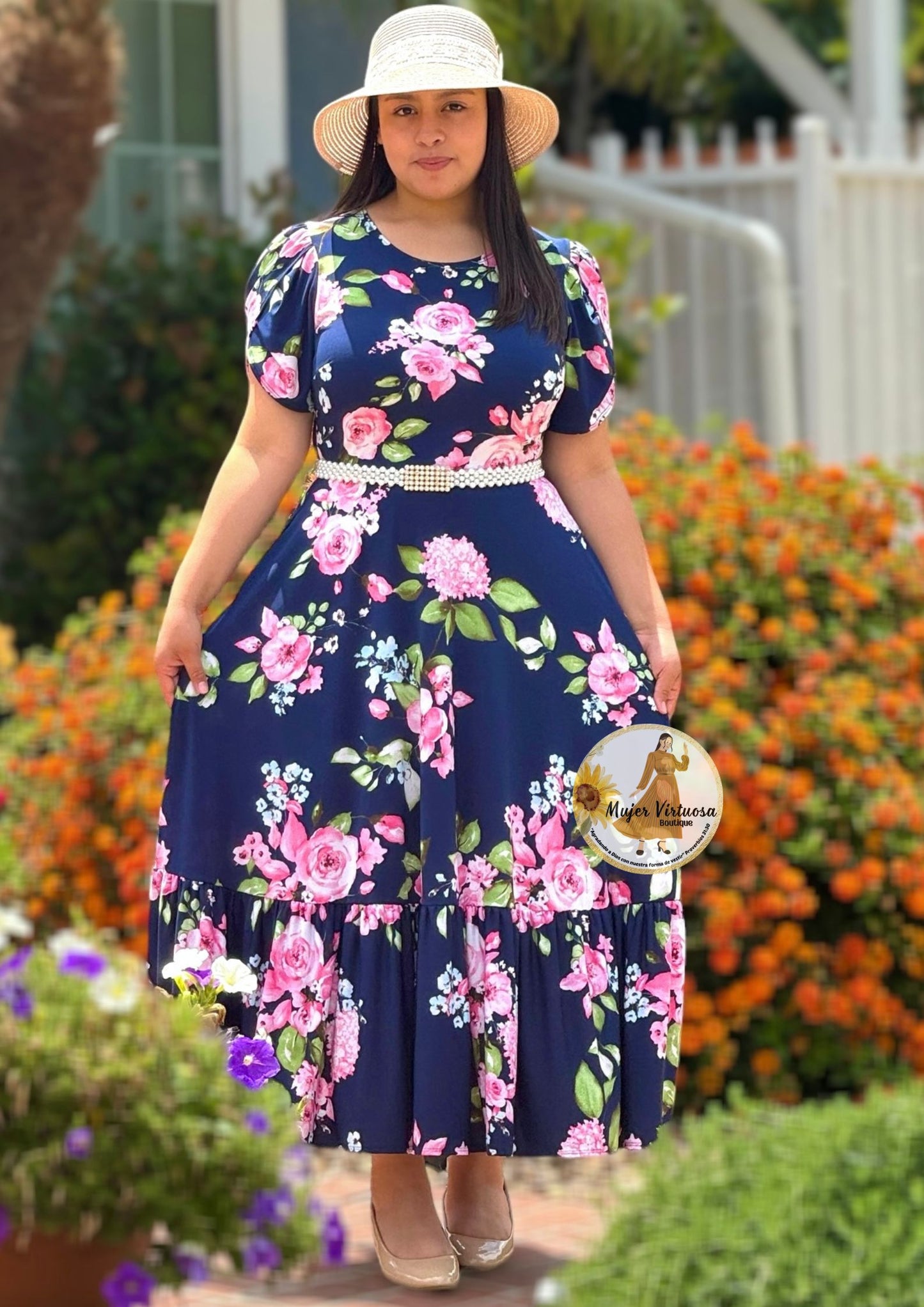 Navy Floral Summer Maxi Dress