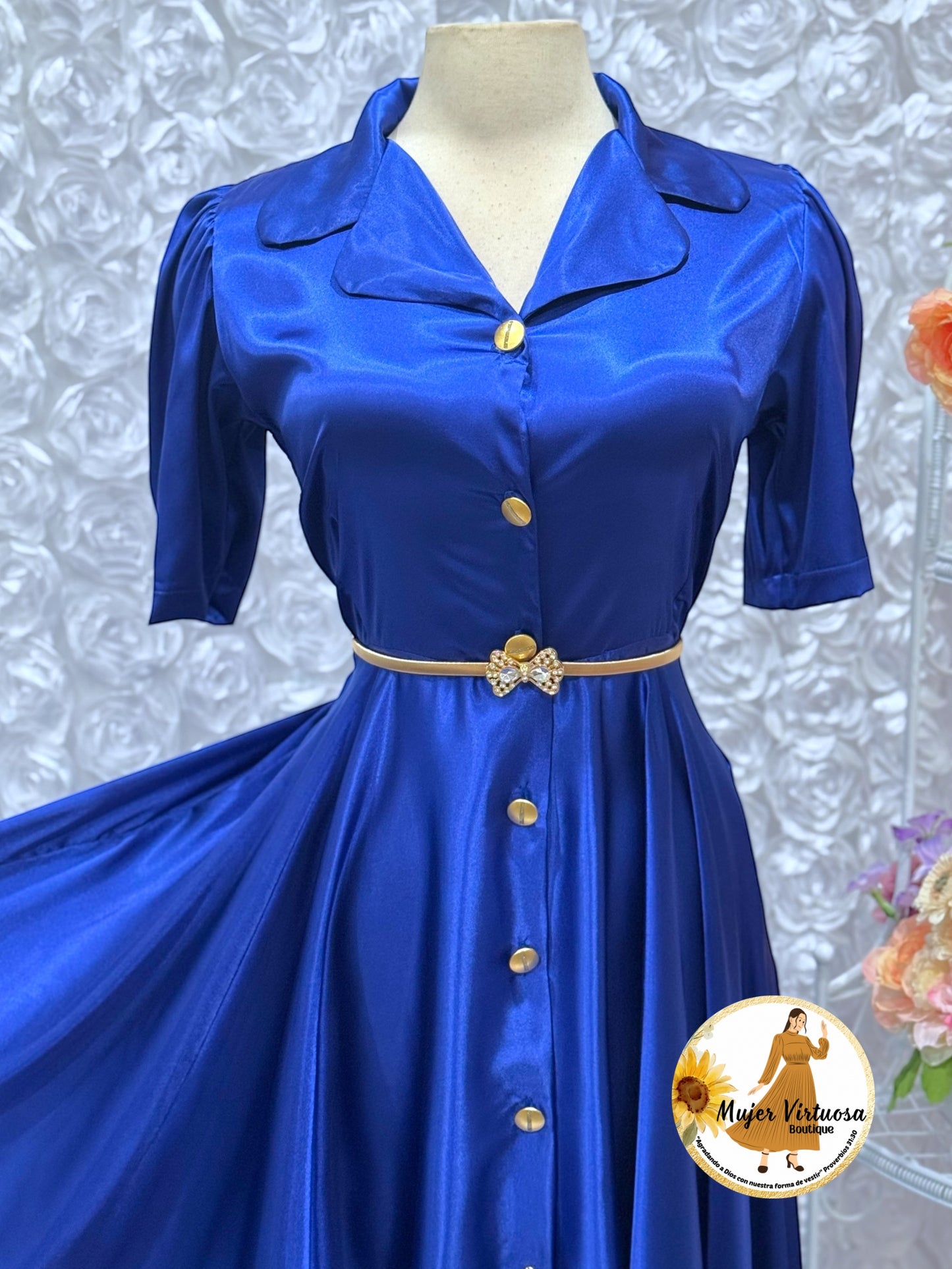 Jimena Royal Blue Satin Dress