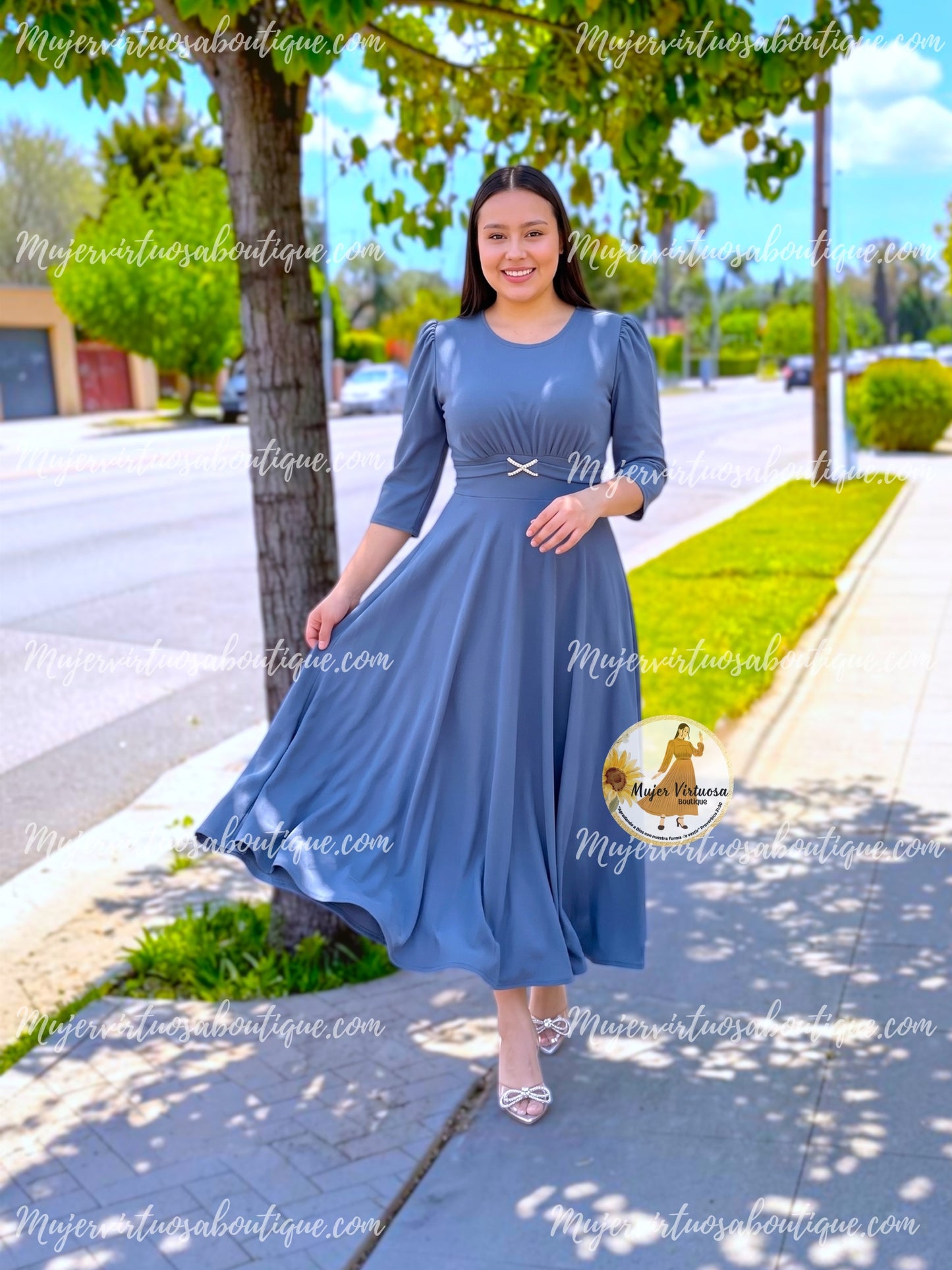 Denim Blue Belted Dress