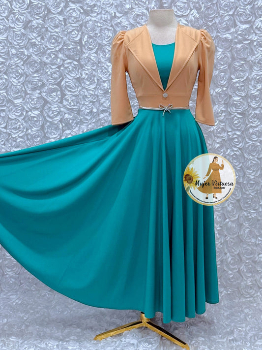Astrid Beige/Turquesa Blazer Dress
