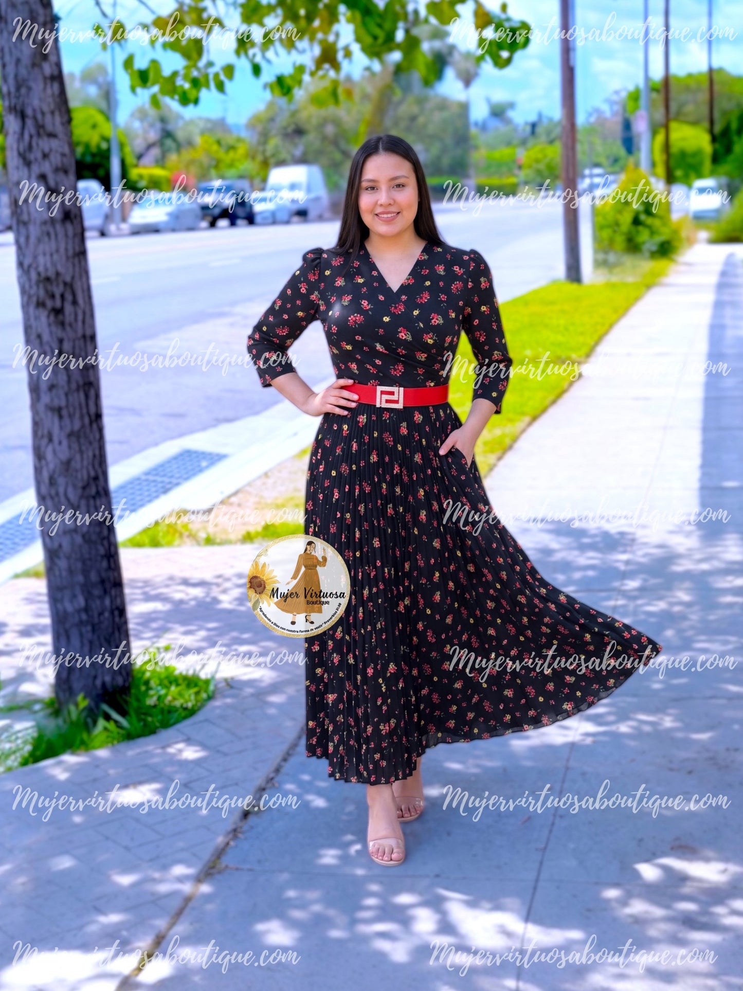 Celine Black Floral Dress