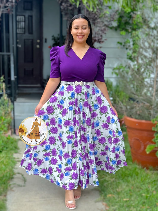Jessica Purple/White Floral Dress