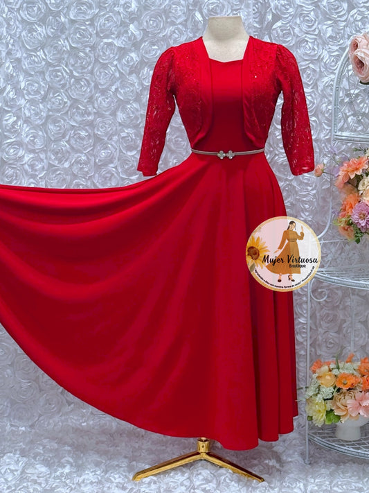Emma Red Lace Blazer Dress