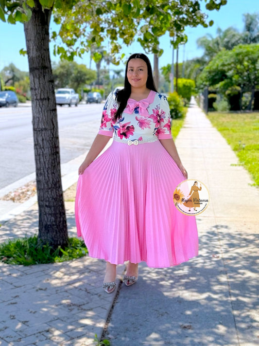 Madelyn White & Candy Pink Dress