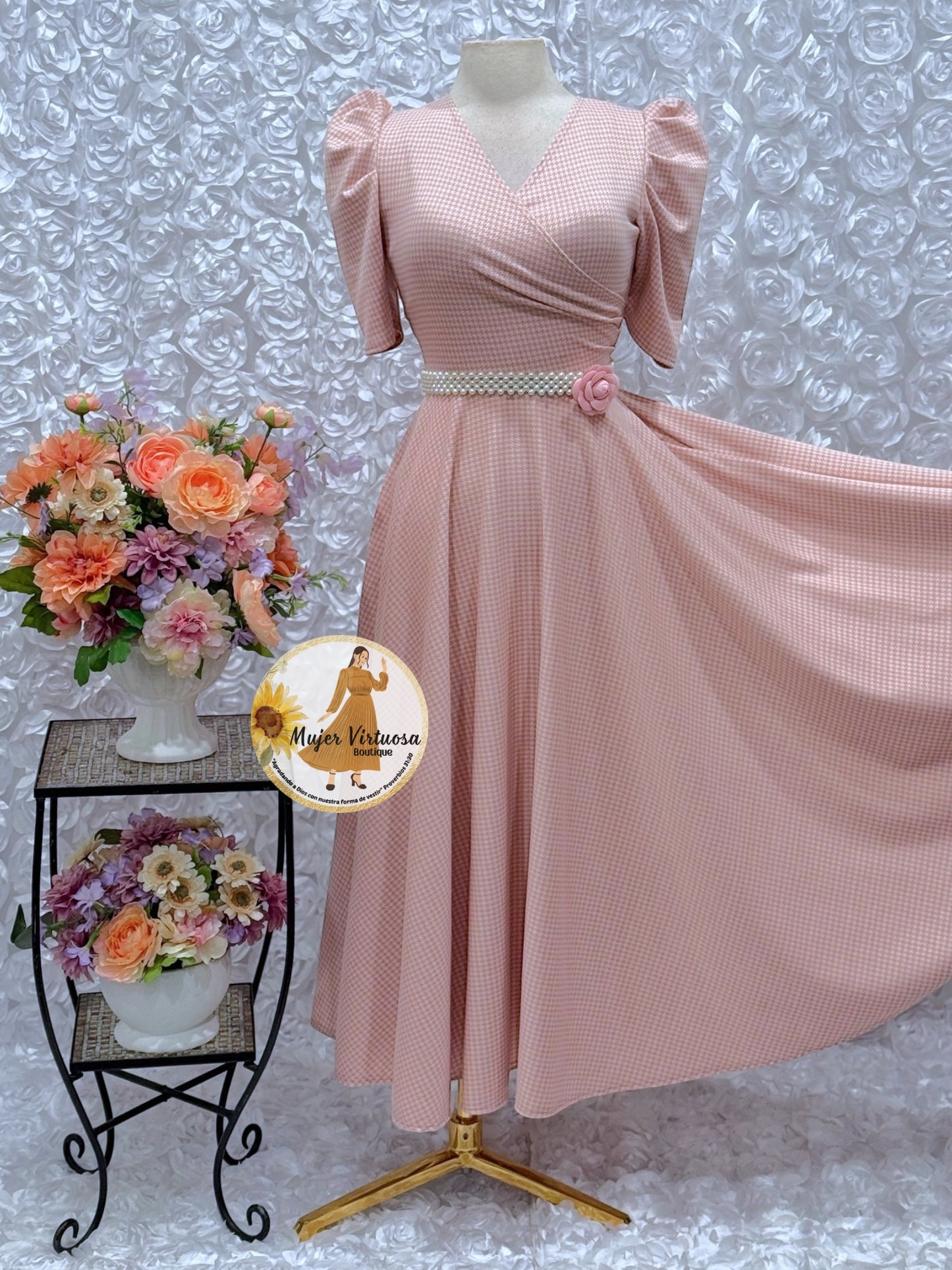 Susan Baby Pink Plaid Dress