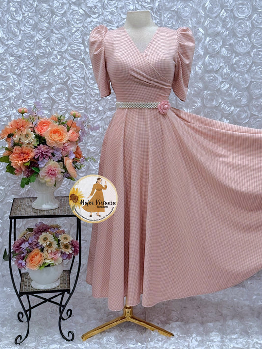 Susan Baby Pink Plaid Dress