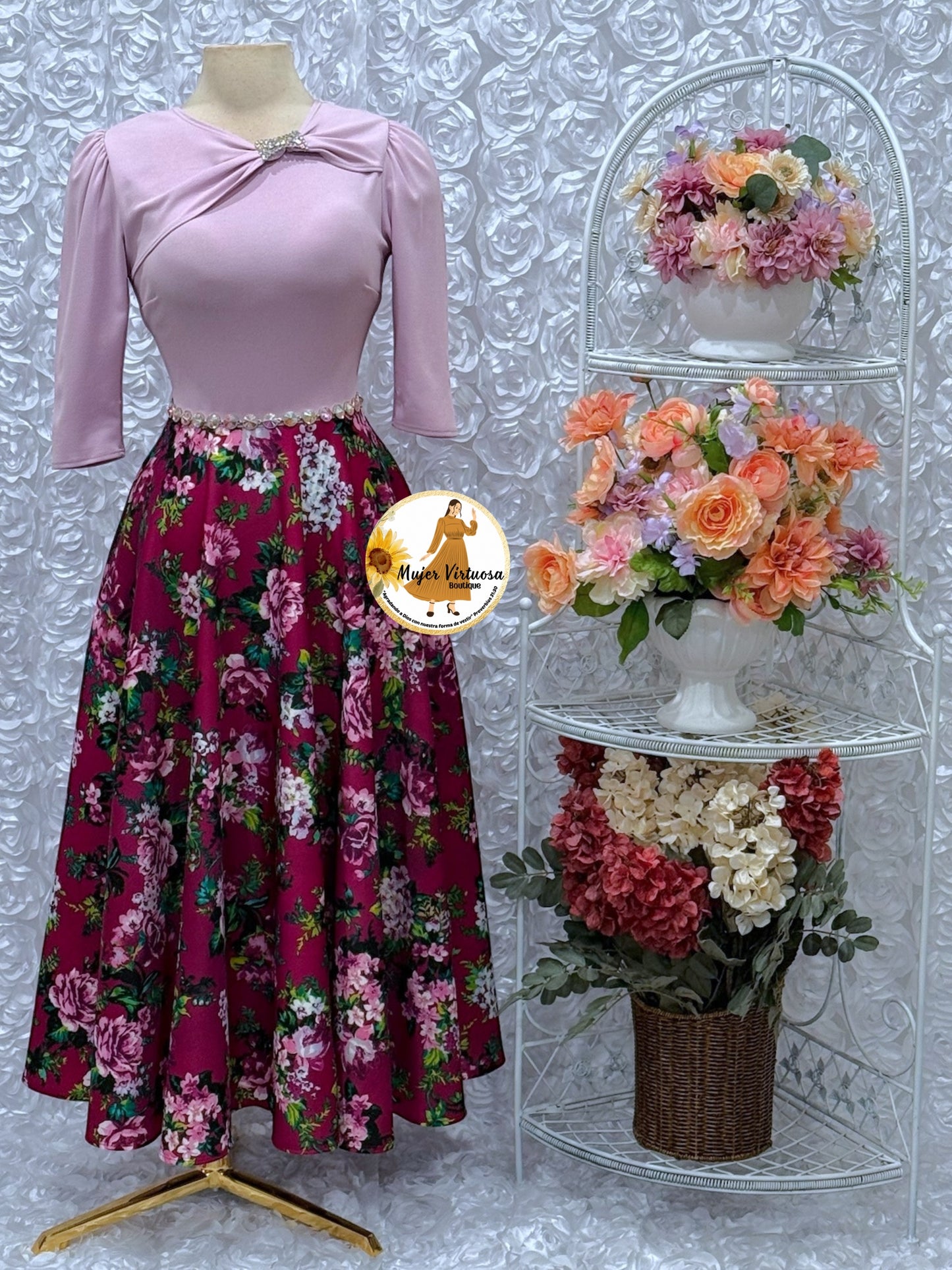 Rosalie Lilac/Magenta Floral Dress