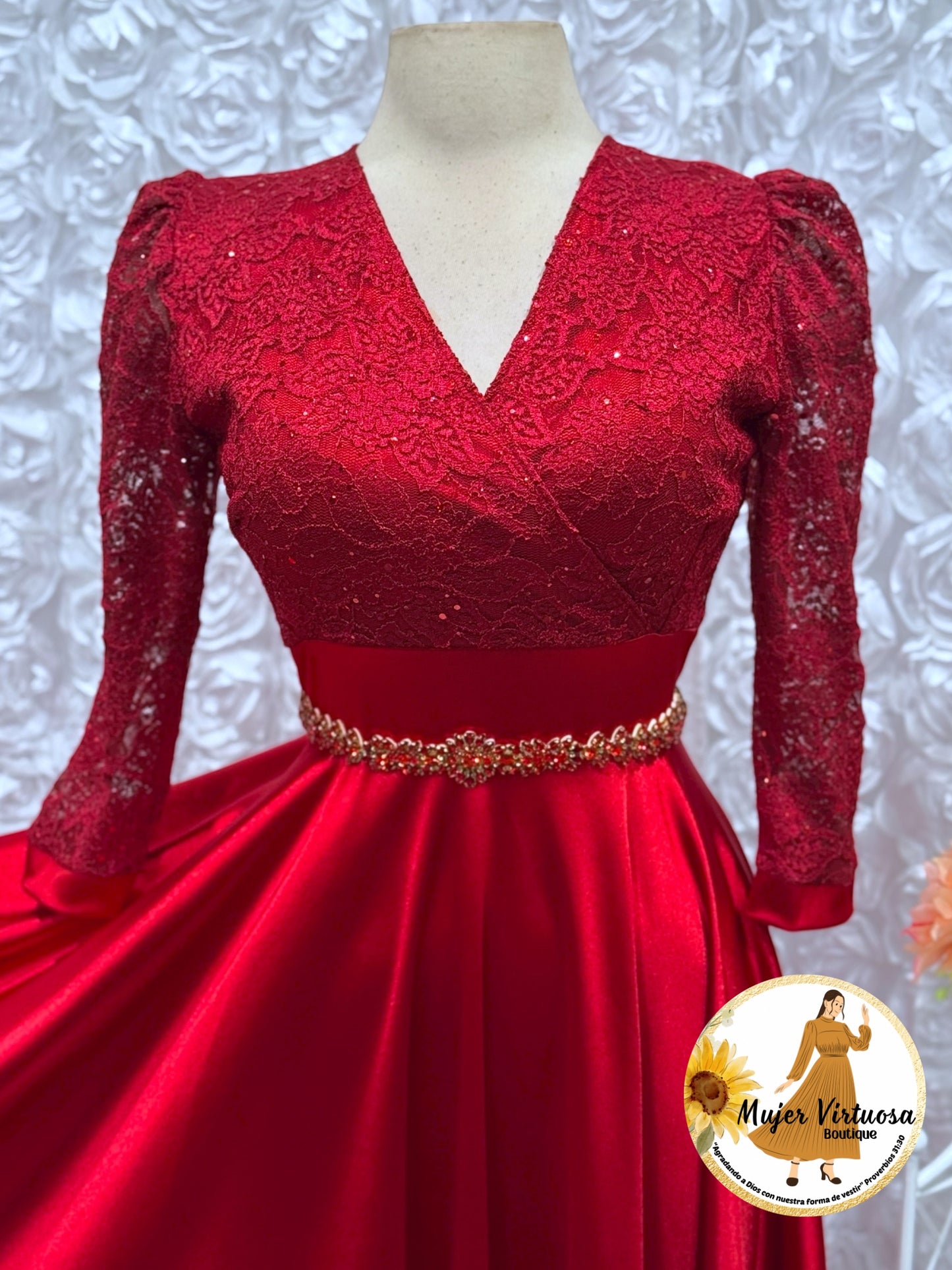 Cecilia Bright Red Satin Dress