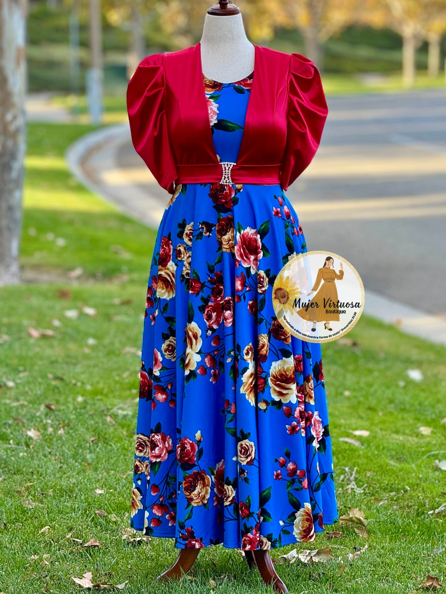 Saori Red & Blue Satin Blazer Dress