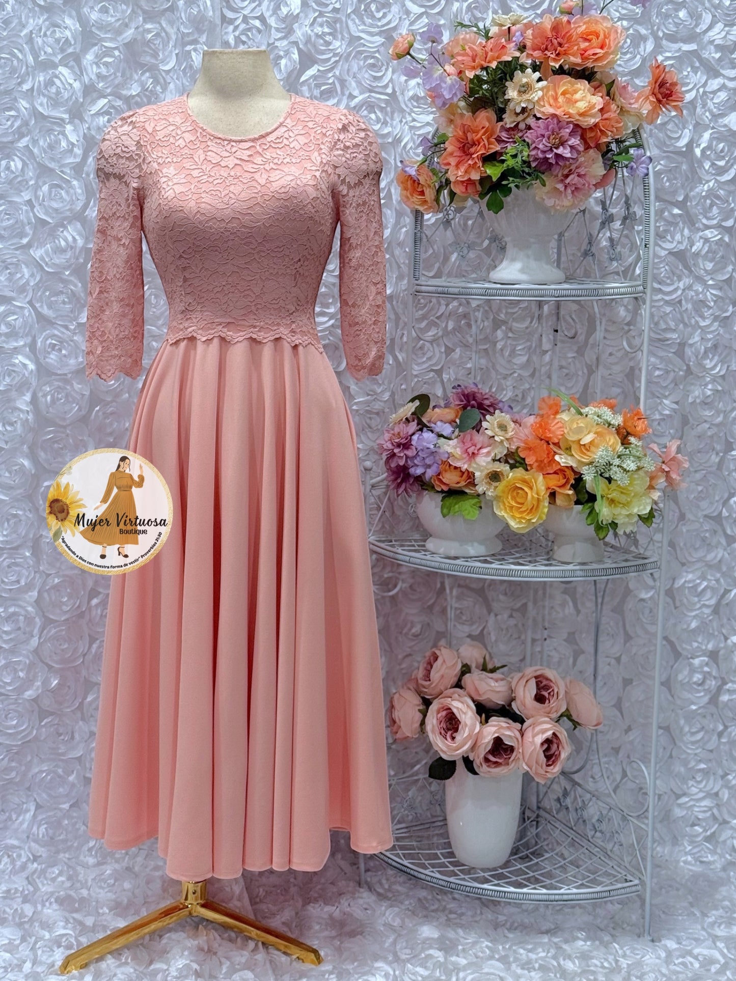 Lisa Rose Pink Lace Top Dress