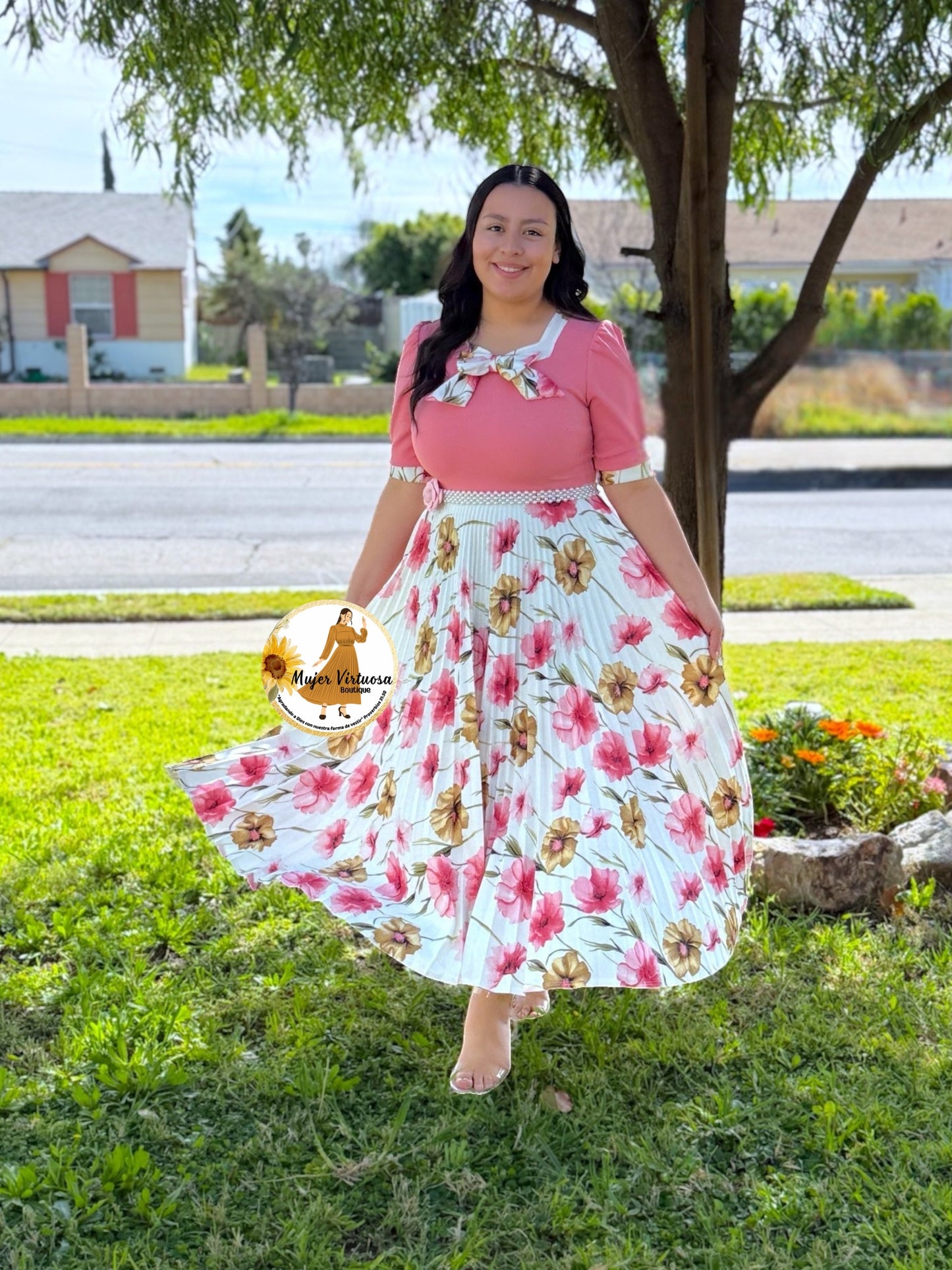 Madelyn Pink & White Dress
