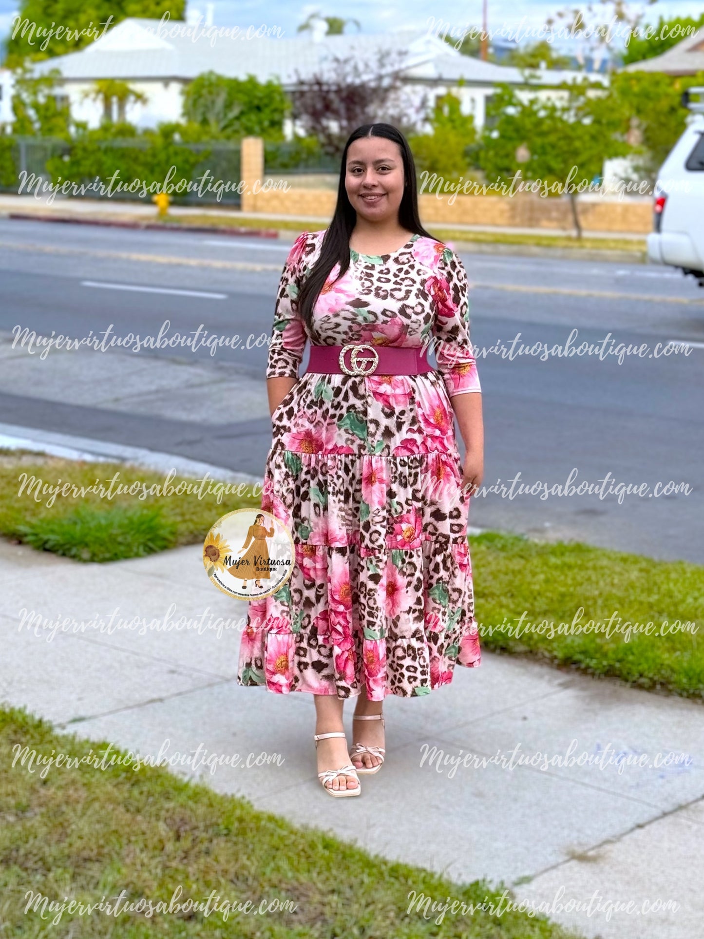Sofia Fucsia & Animal Print Dress