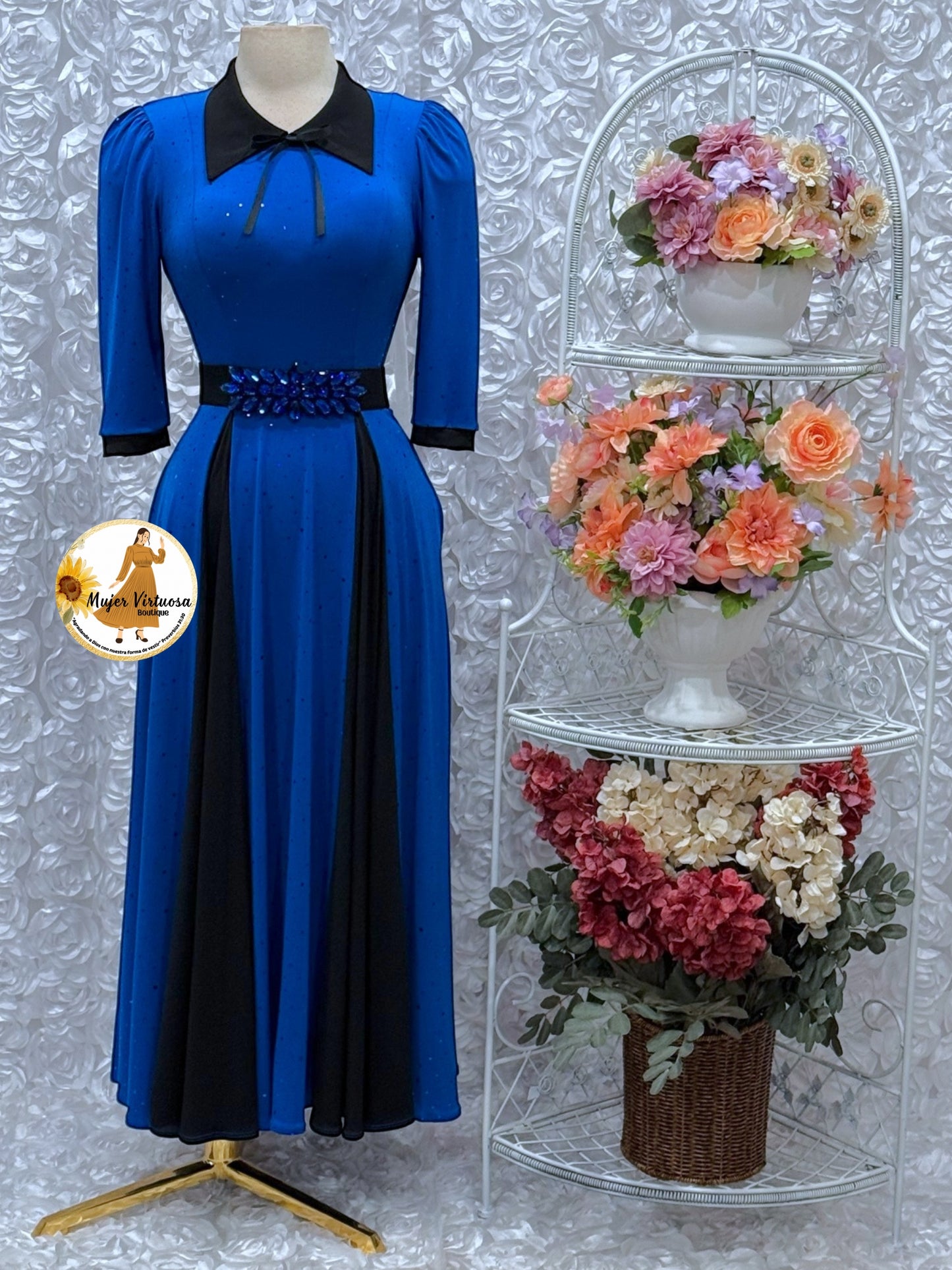 Victoria Royal Blue & Black Sequin Dress