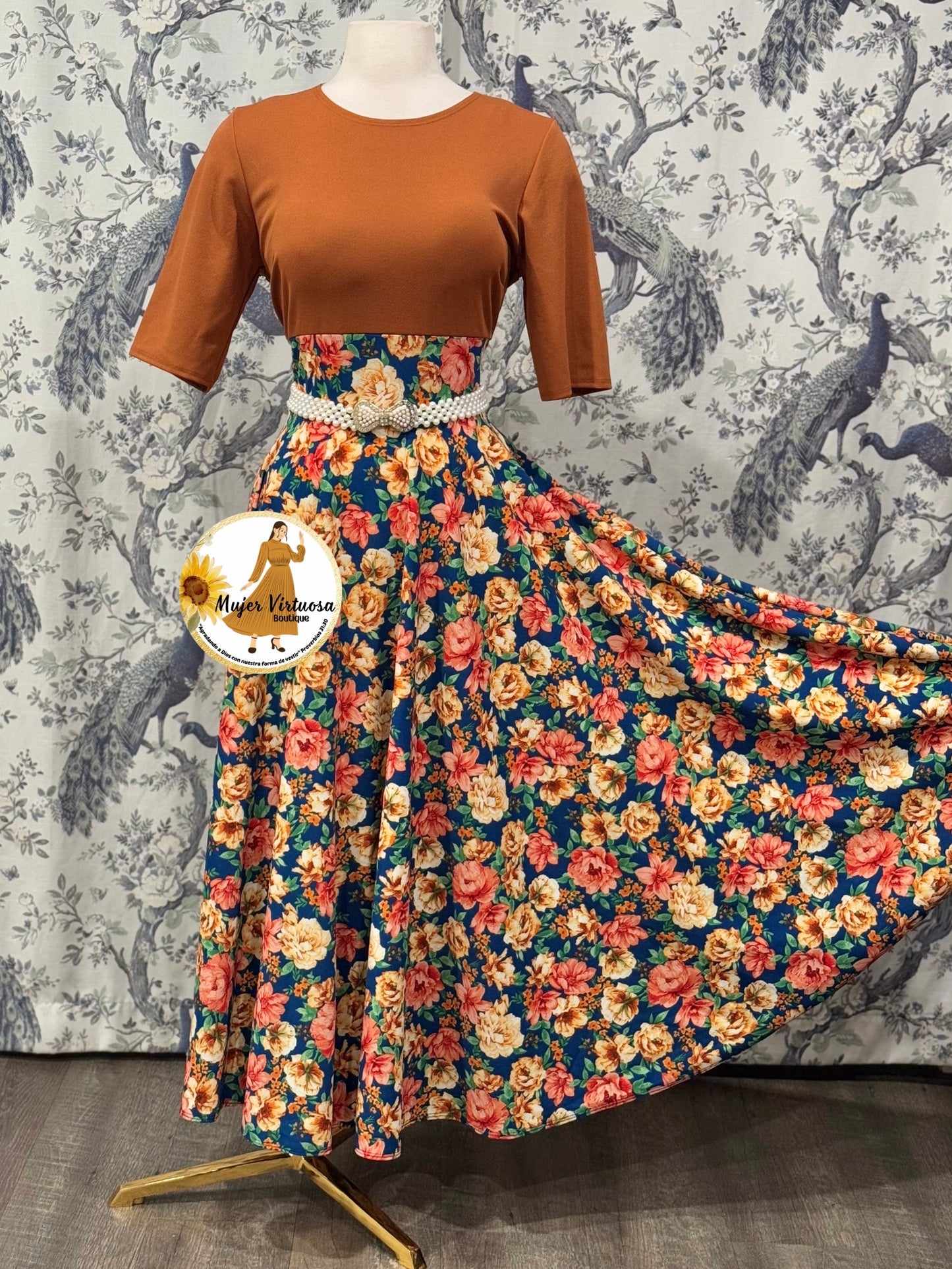 Rust Floral Dress