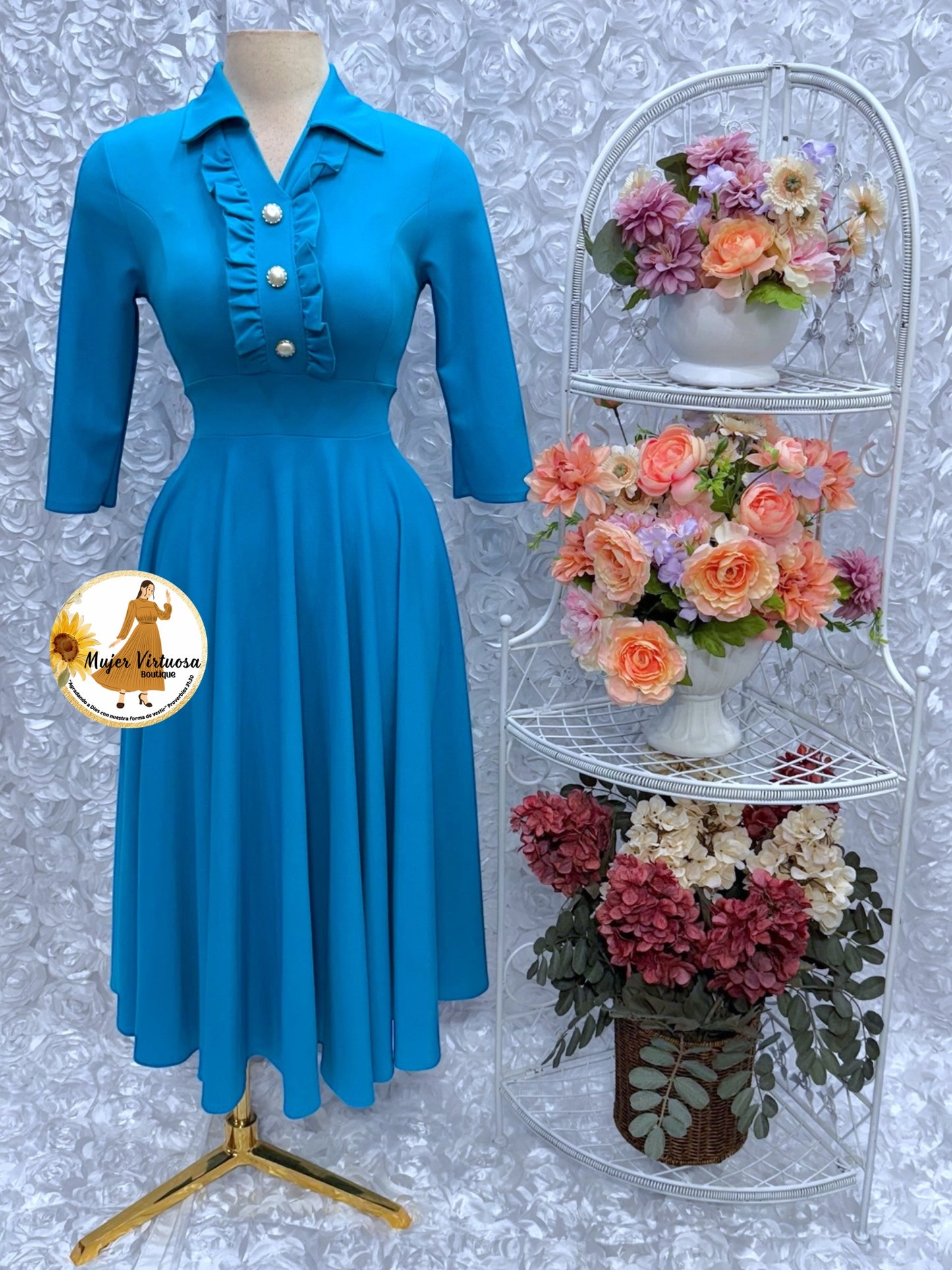 Antonella Aqua Midi Dress