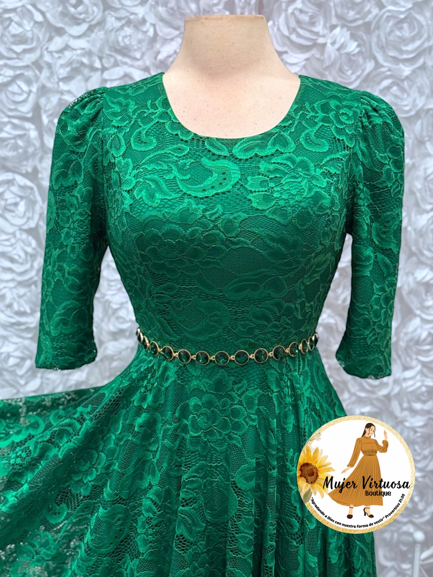 Camila Kelly Green Lace Dress