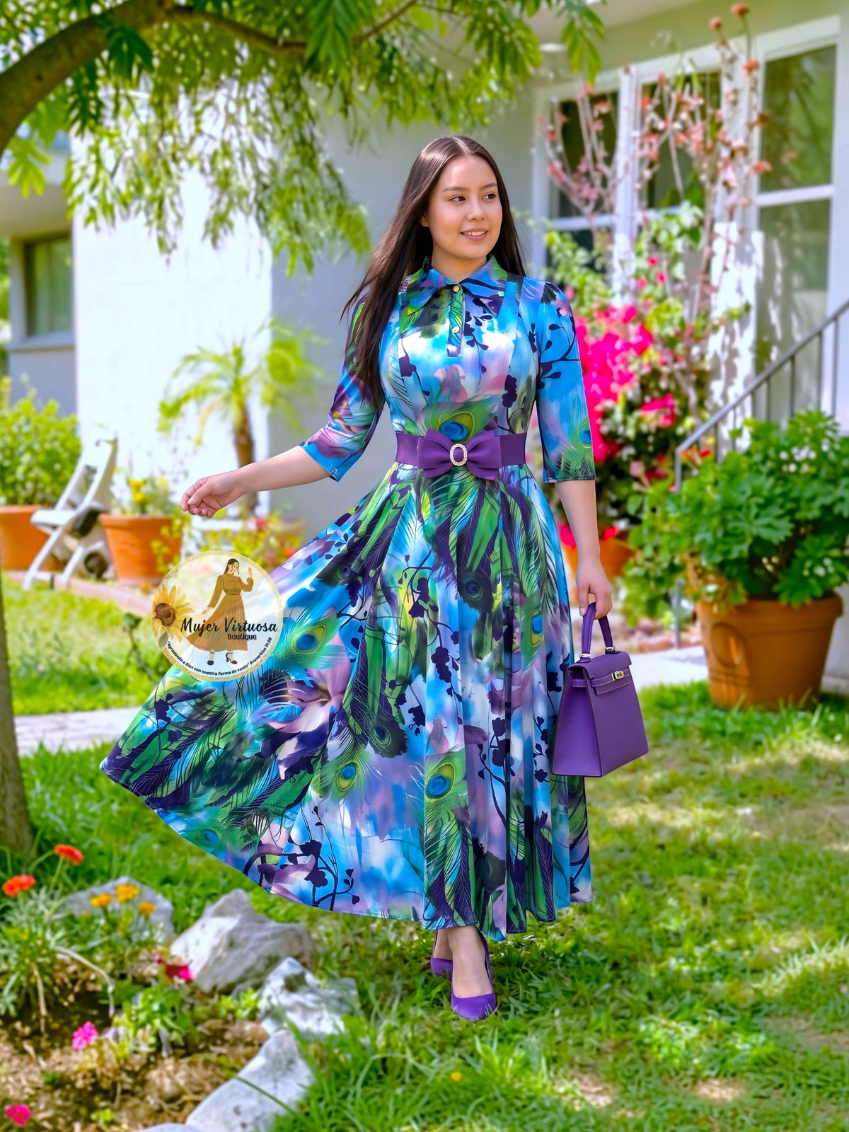 Minerva Aqua & Purple Dress
