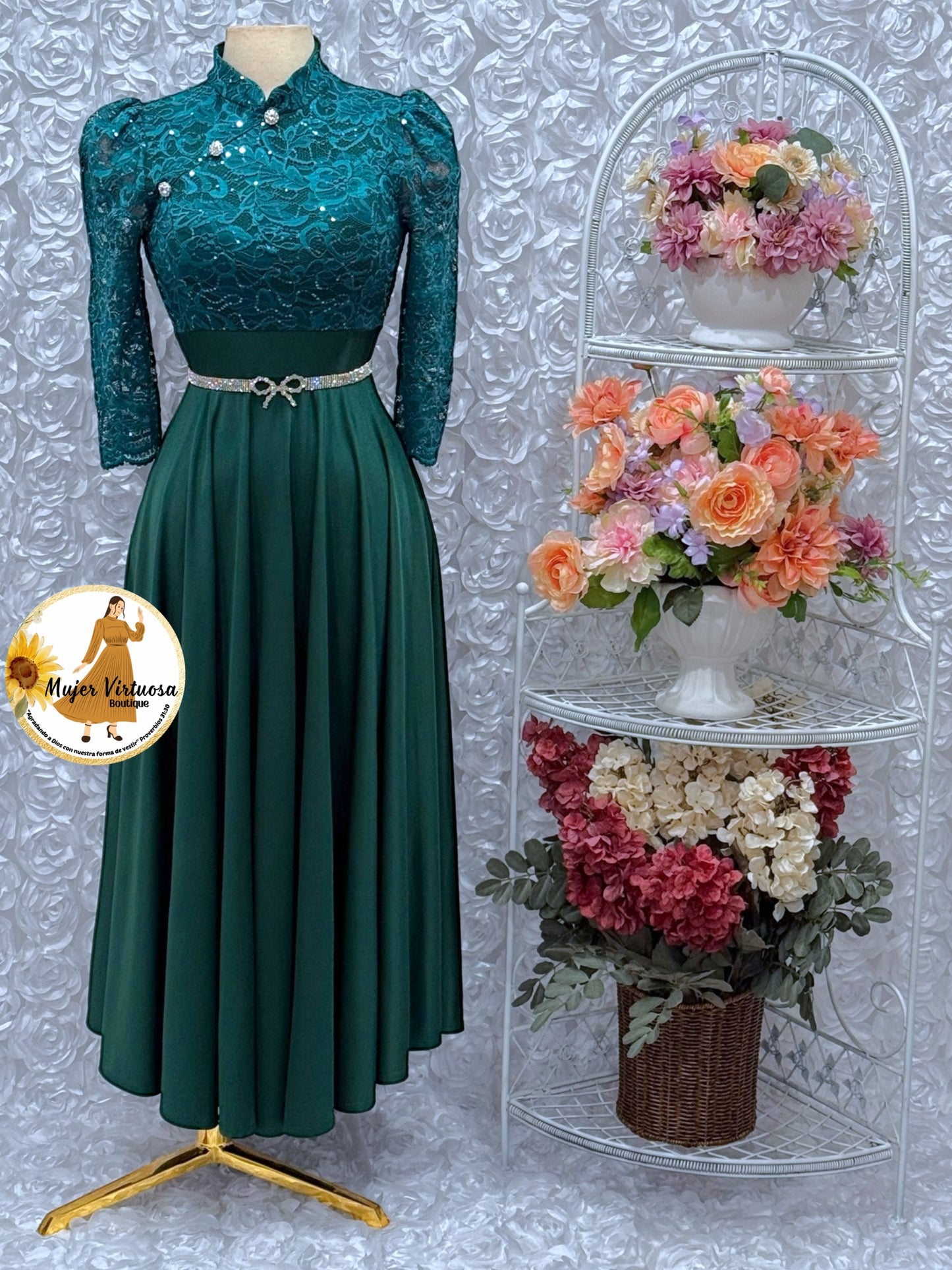 Ivana Green Lace Dress