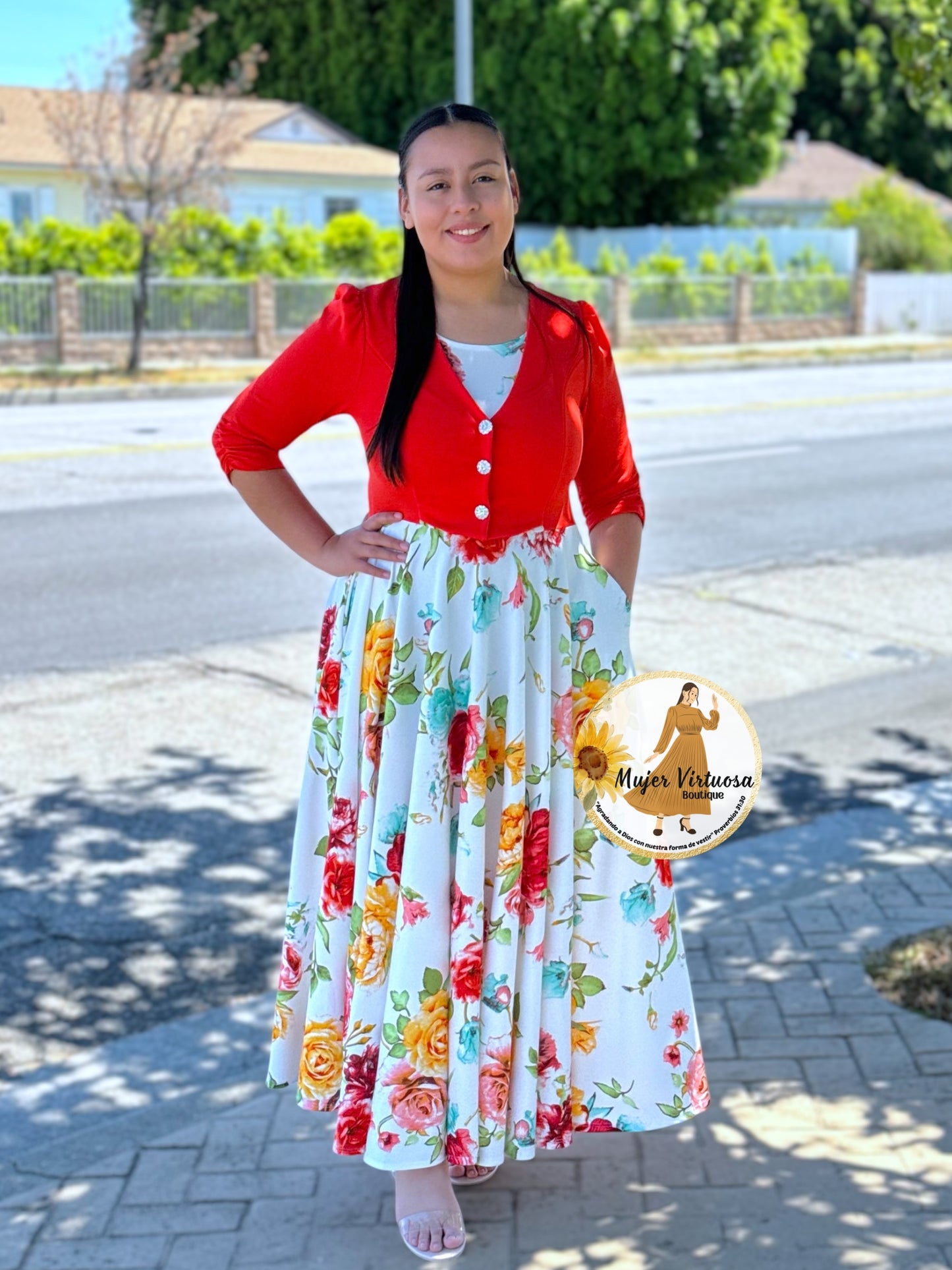 Betsy Orange/White Floral Dress
