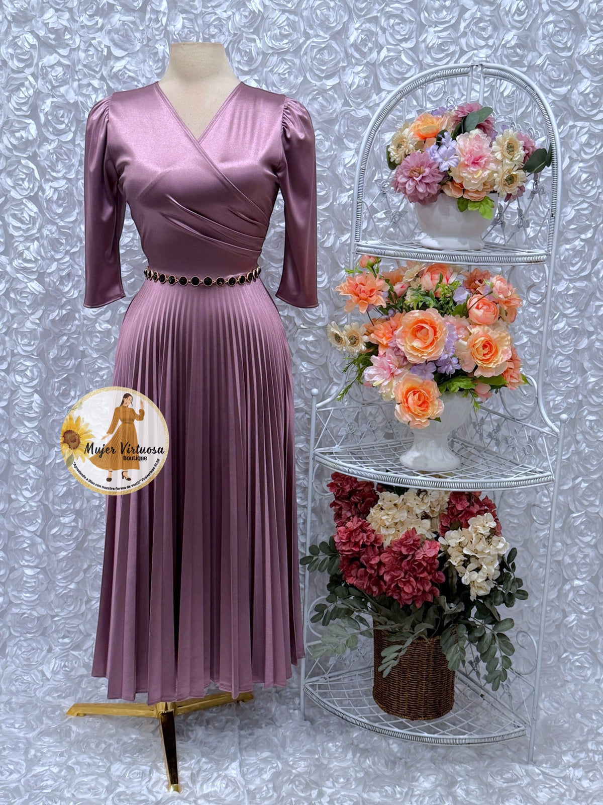 Lucia Mauve Satin Dress
