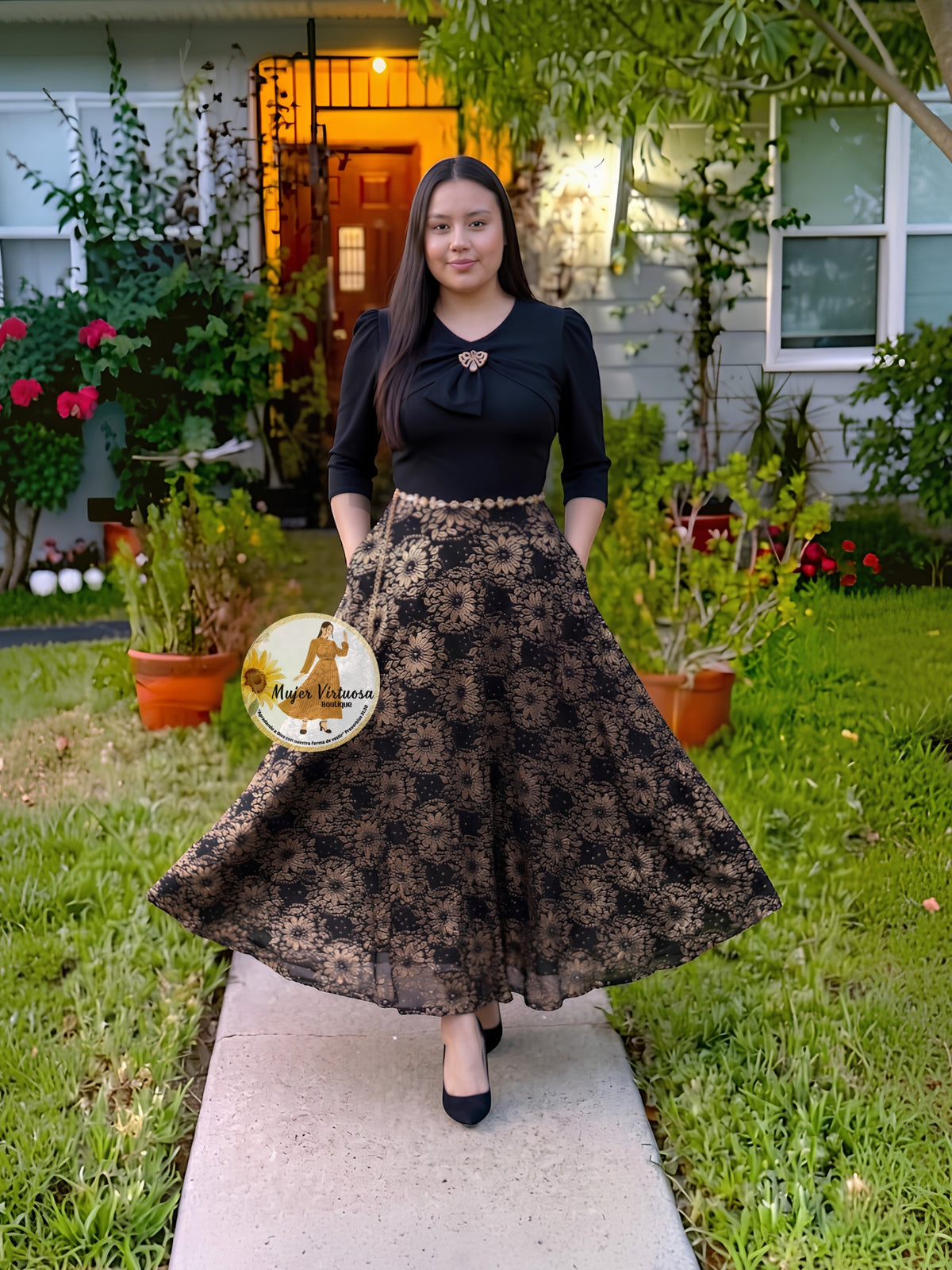 Berenice Black & Gold Dress