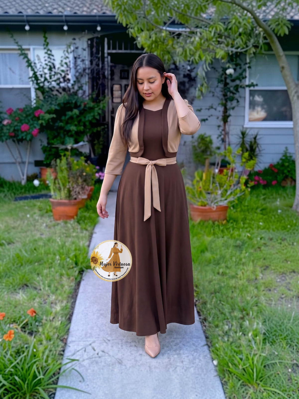 Emma Mocha & Brown Blazer Dress