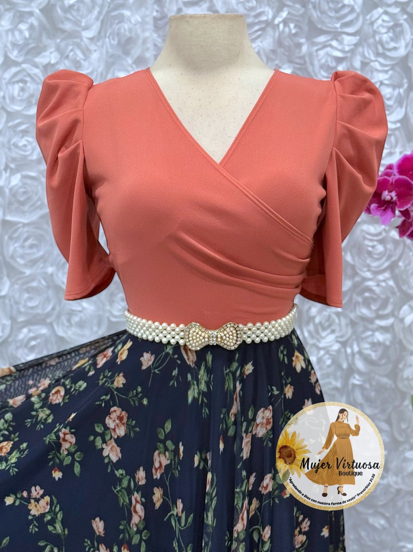 Susan Pink & Navy Mesh Dress