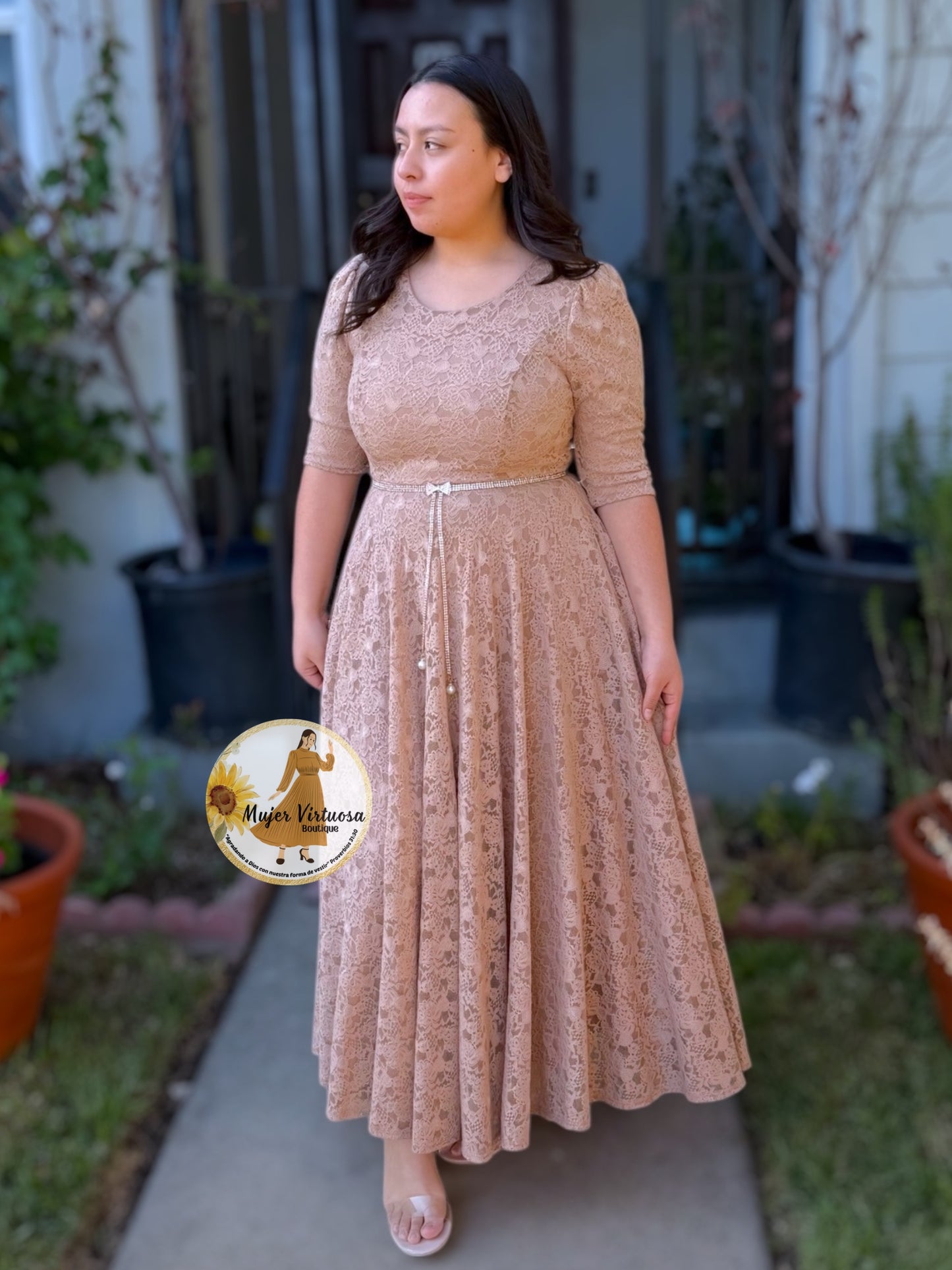 Camila Mocha Lace Dress