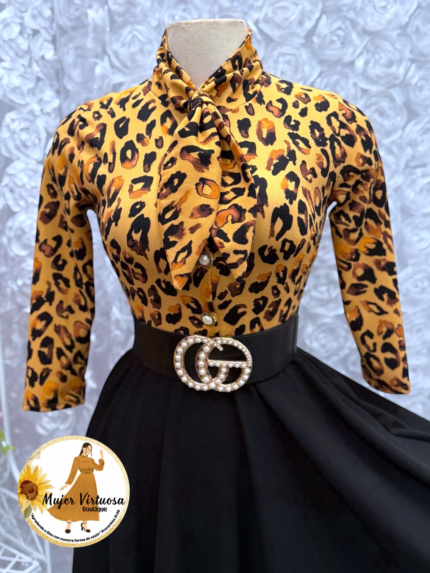 Animal Print & Black Sailor Dress