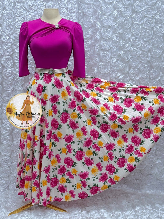 Rosalie Magenta Pleated Dress